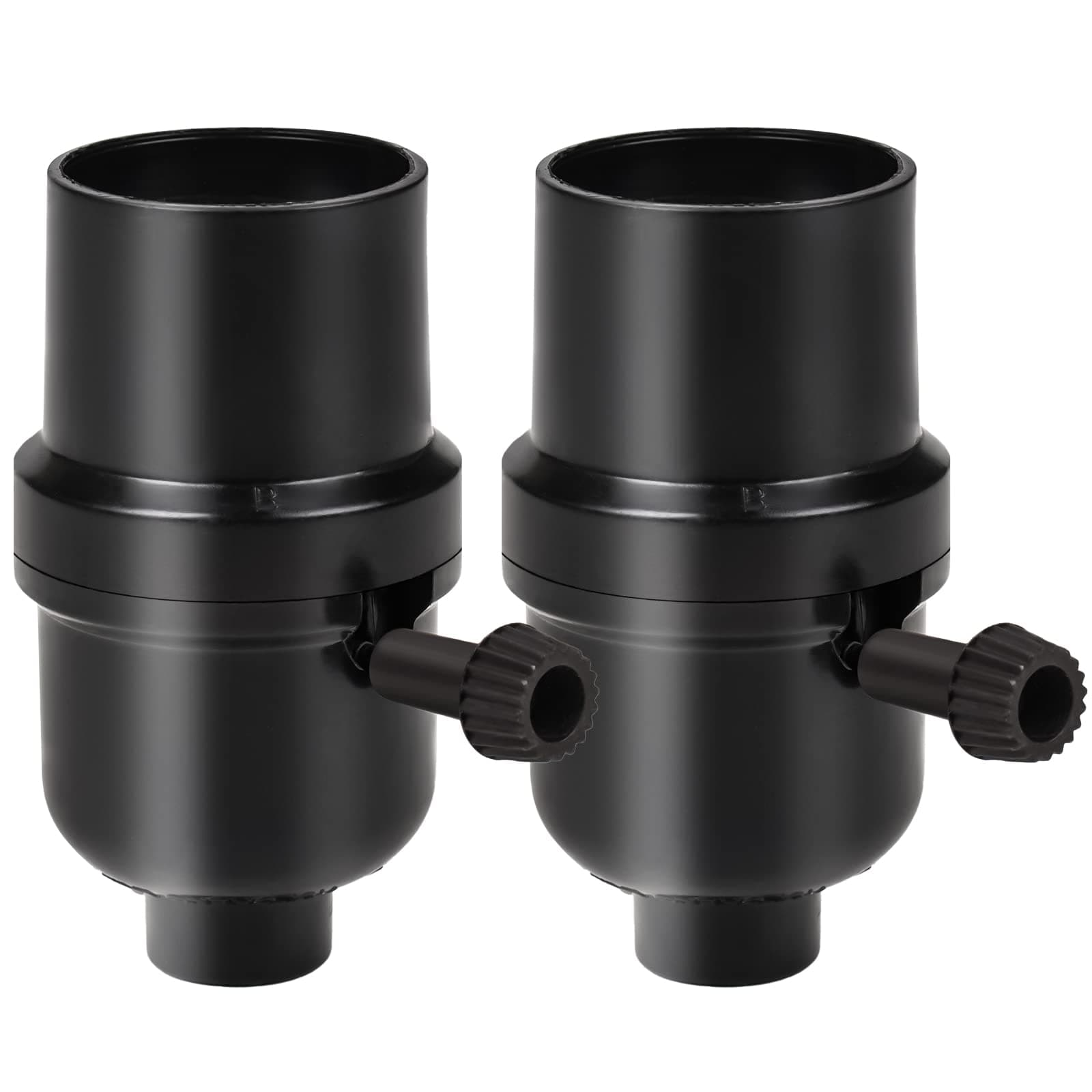 Venforze 3-Way Lamp Socket Replacement, Lamp Holder, E26 Base UL Listed, Turn Knob for Low-Medium-High Light Settings, Lamp Parts for Table Lamp Repair (2 Packs Black)