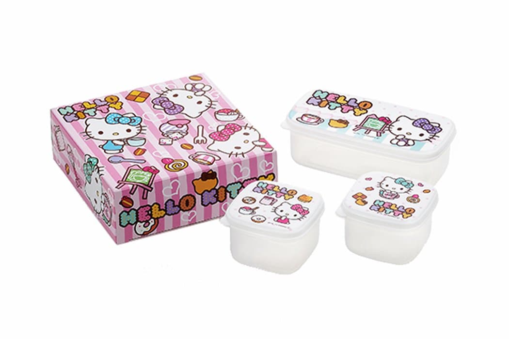 HELLO KITTY(Hello Kitty) cafe love seal container 3pc set bento box、Lunch box（Japan　Import）A KT-103