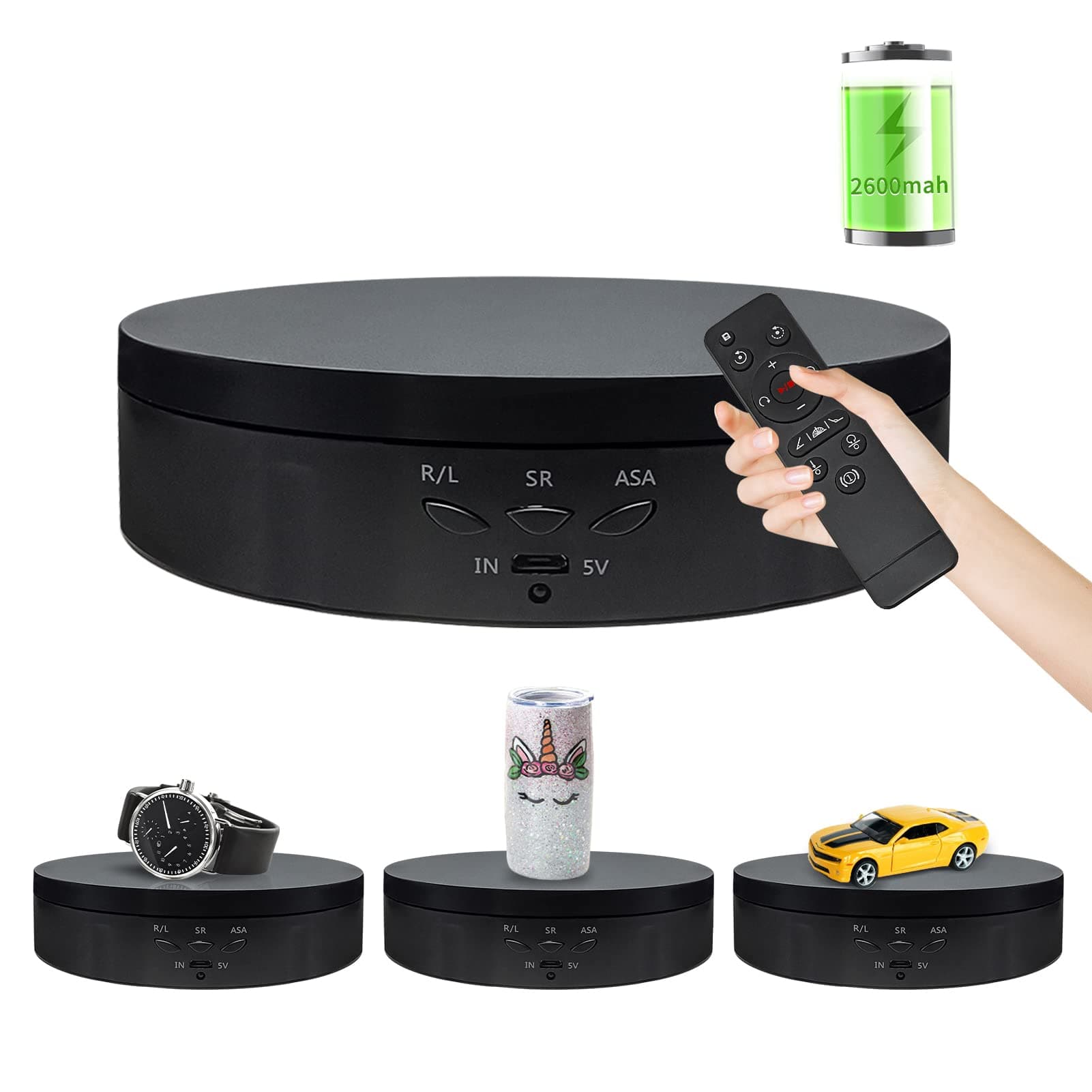 Remote Control Rotating Display Stand, 5.74inch/22Lbs Load Turner Cup Platform, 360 Rotating Turntable, Tumbler Making Supplies Spinner for Epoxy Glitter Tumbler,Photography