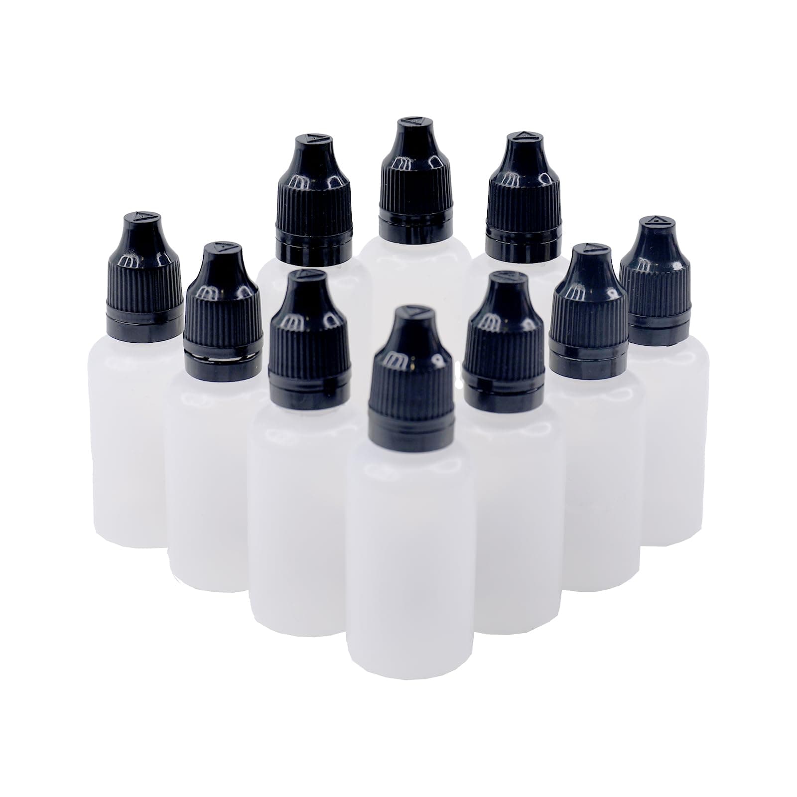 10Pcs 30ml Plastic Eye Liquid Dropper Bottles Squeezable Empty Dropping Bottles with TamperCap(Black Cap)