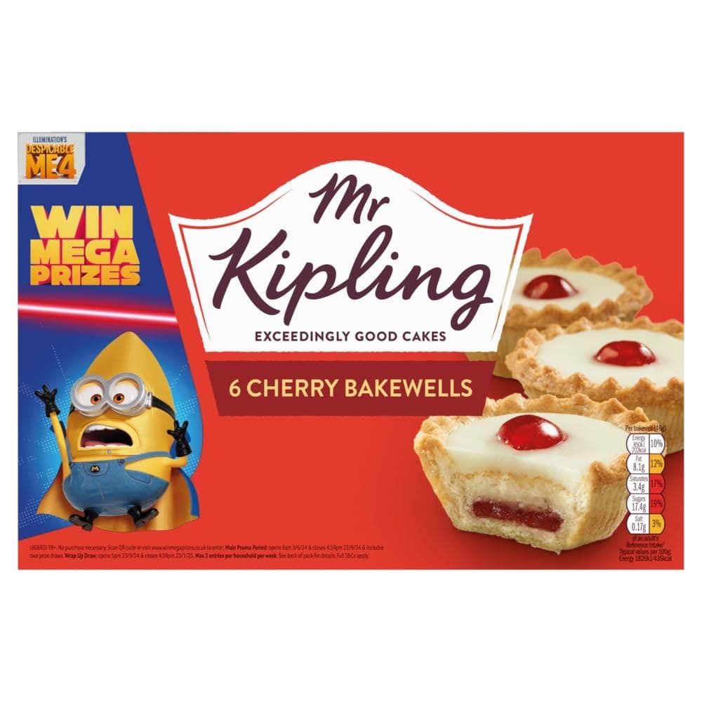 Mr Kipling Cakes - Cherry Bakewells - 6 Pack