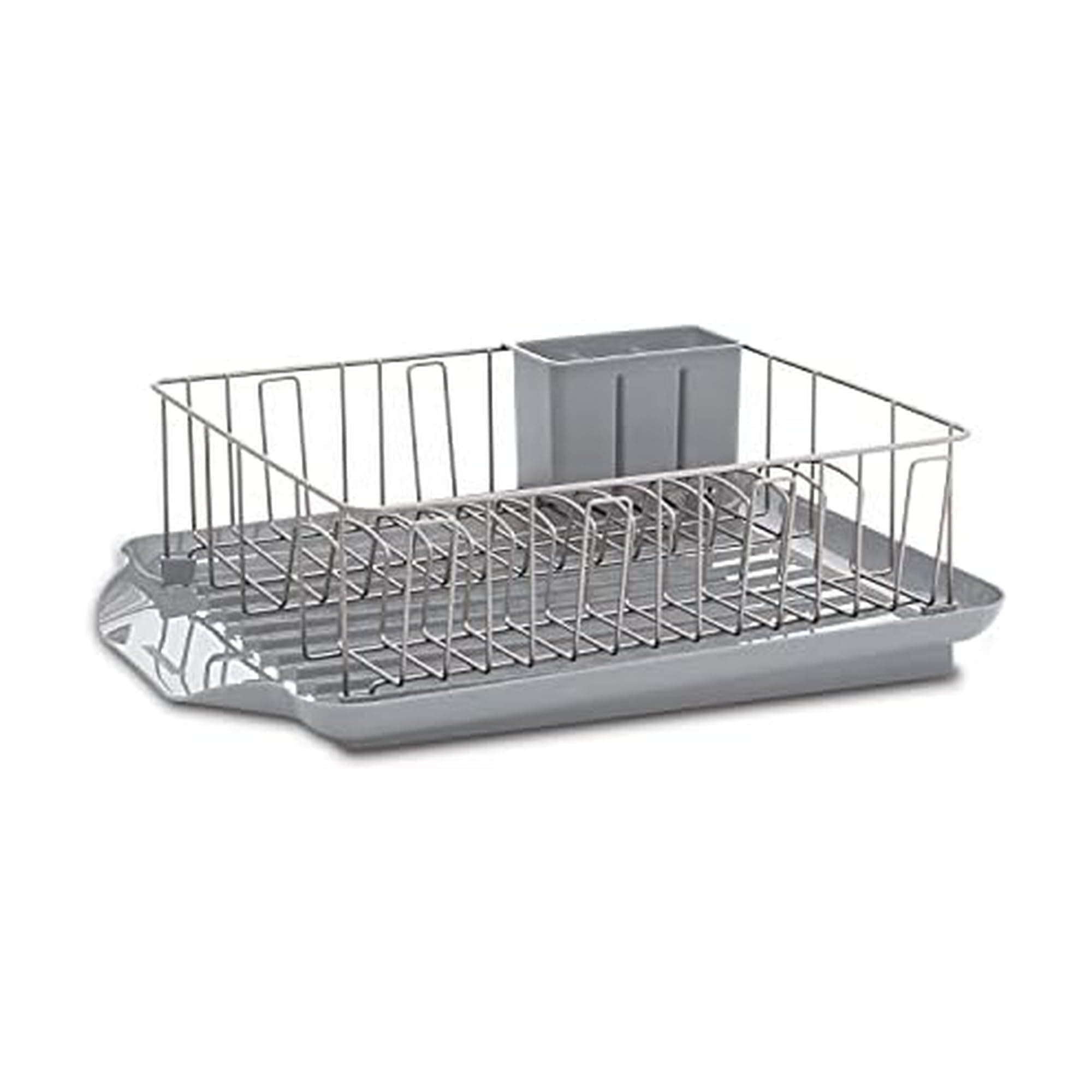 Farberware 3-Piece Large Dishrack Set, Rust-Resistant with Removable Flatware Holder, Gray