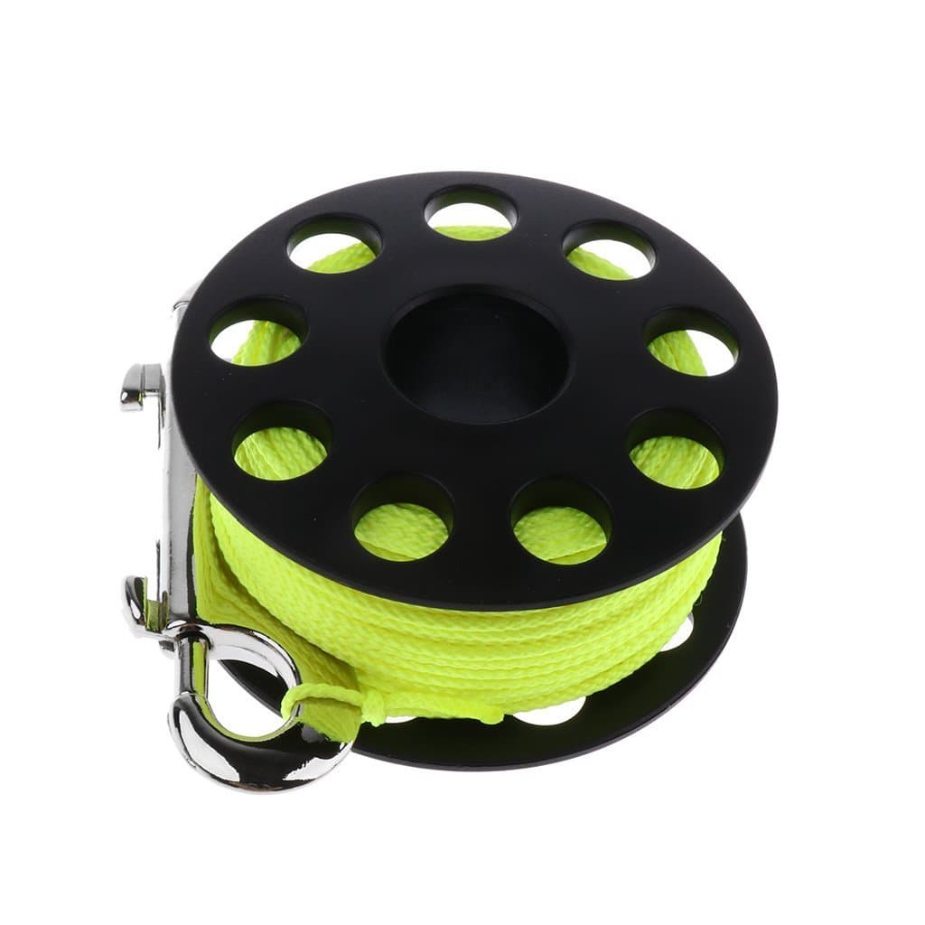 Mini Compact Scuba Diving Finger Spool Multi Purpose Dive Reel & 30m/100ft Yellow Line - Choice of Color