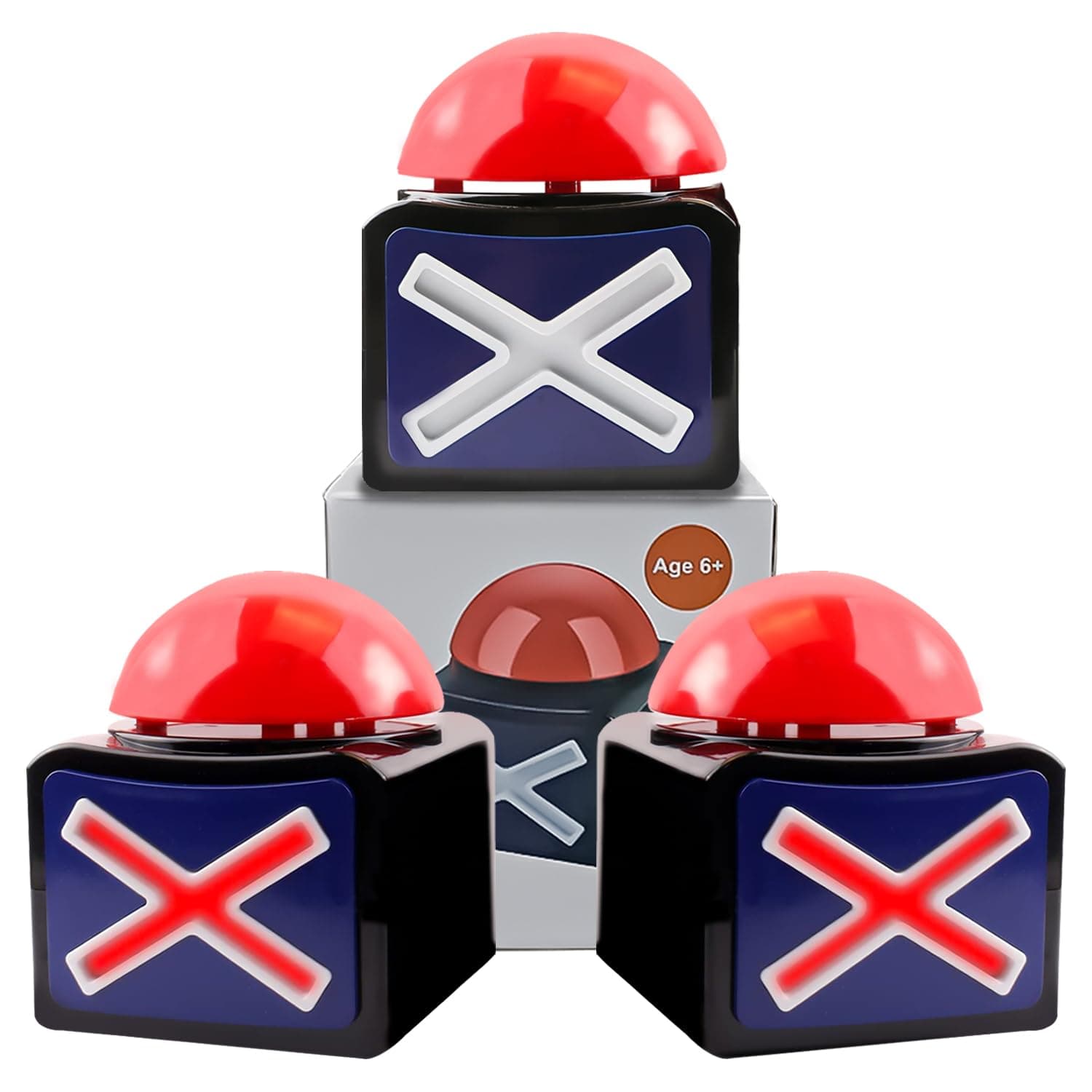 Talent Show Snatcher Competition Snatcher Sounding Squeeze Box-Game Answer Buzzer - Game Show Buzzer-Game Buzzer with Lights and Sound Trivia Quiz Got Talent Buzzer(3 Pack)