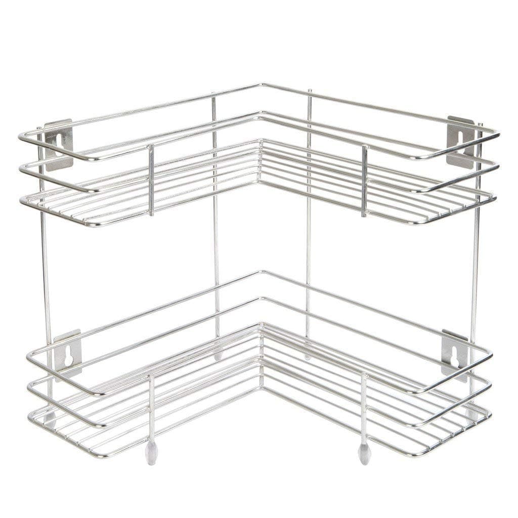 ASHLAS Stainless Steel 2 Layer Corner Stand L Shape Kitchen Bathroom Multipurpose Storage Rack,Shelf, Corner Shelf
