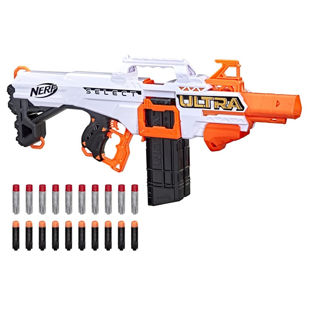 Ultra Select Fully Motorized Blaster, Fire For Distance Or Accuracy, Includes Clips And Darts, Compatible Only With Nerf Ultra Darts, Multicolour, F0958U50