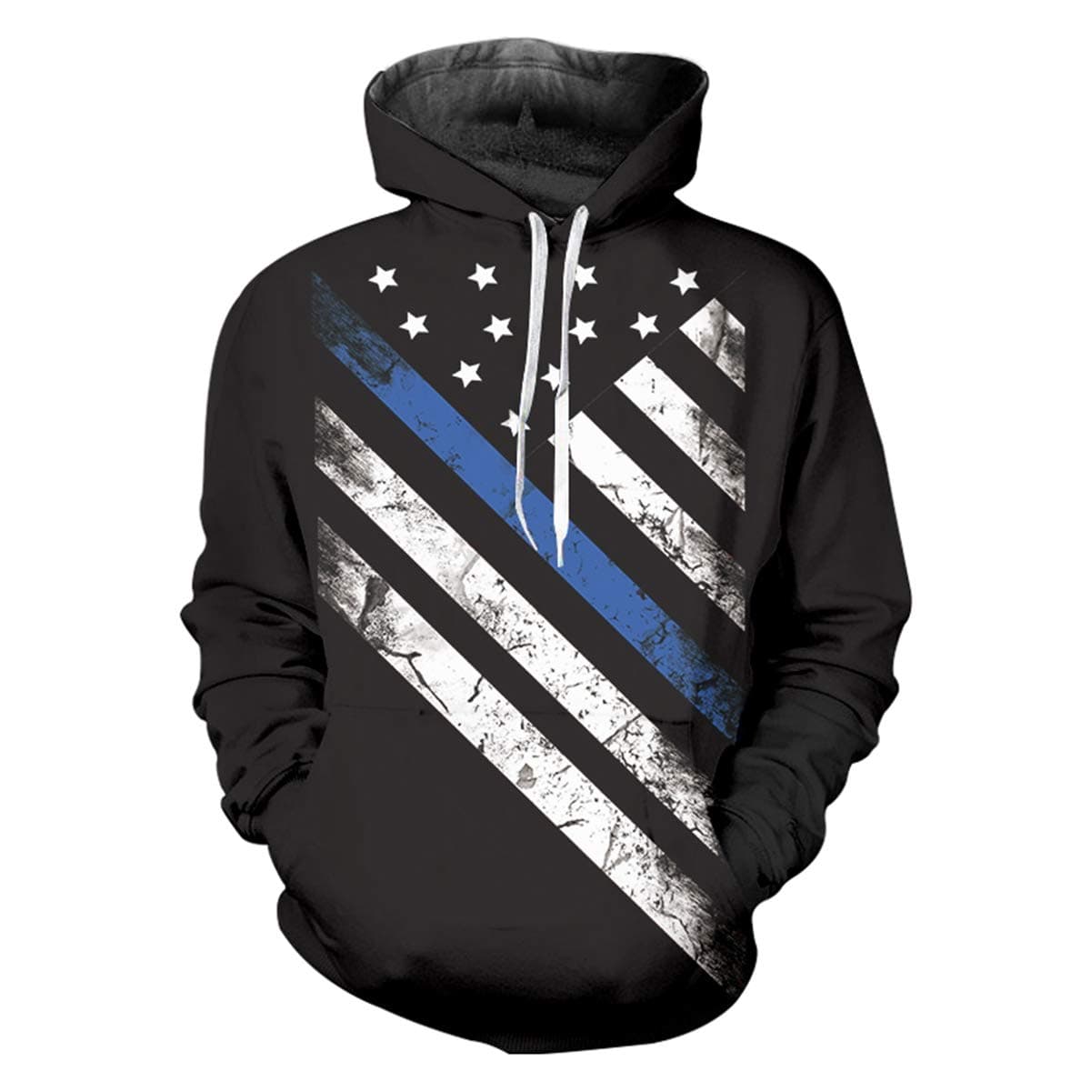 pinata Thin Blue line Printed Pullover Hoodie Men 3D Cool Hooded Sweatshirt Casual Pockets