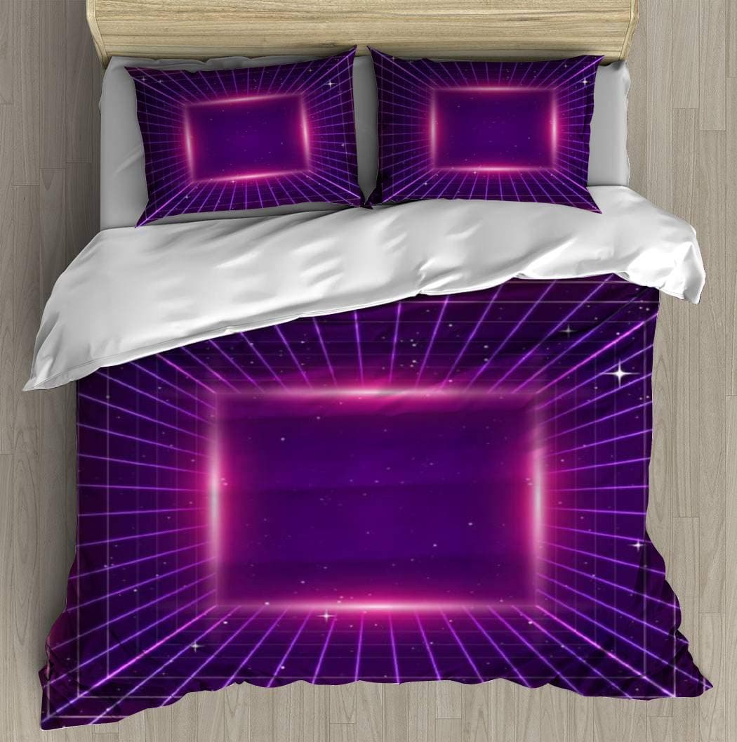 Soft Printed Bedding Set 80s Retro Sci Fi Background stock illustration Duvet Cover Pillow Case Pattern Duvet Cover Sets with pillowcase Twin size