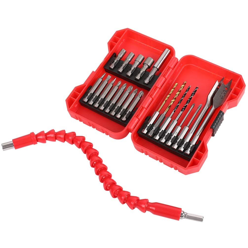 Drill bit,Driver bit and Screwdriver bit 21 piece & 11.8 Inch flexible drill bit extension magnetic hex soft shaft with screw drill bit holder 1 piece by MKMKYEE…