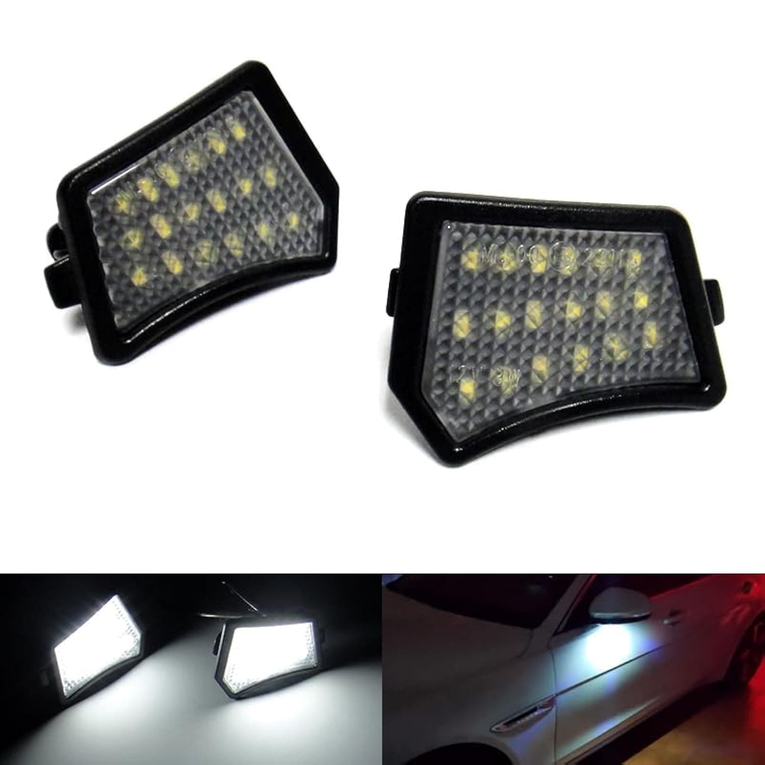 – 2x LED Side View Mirror Puddle Light White Canbus For XE X760 XF X250 X260 XJ X350 X351 XK XKR X150