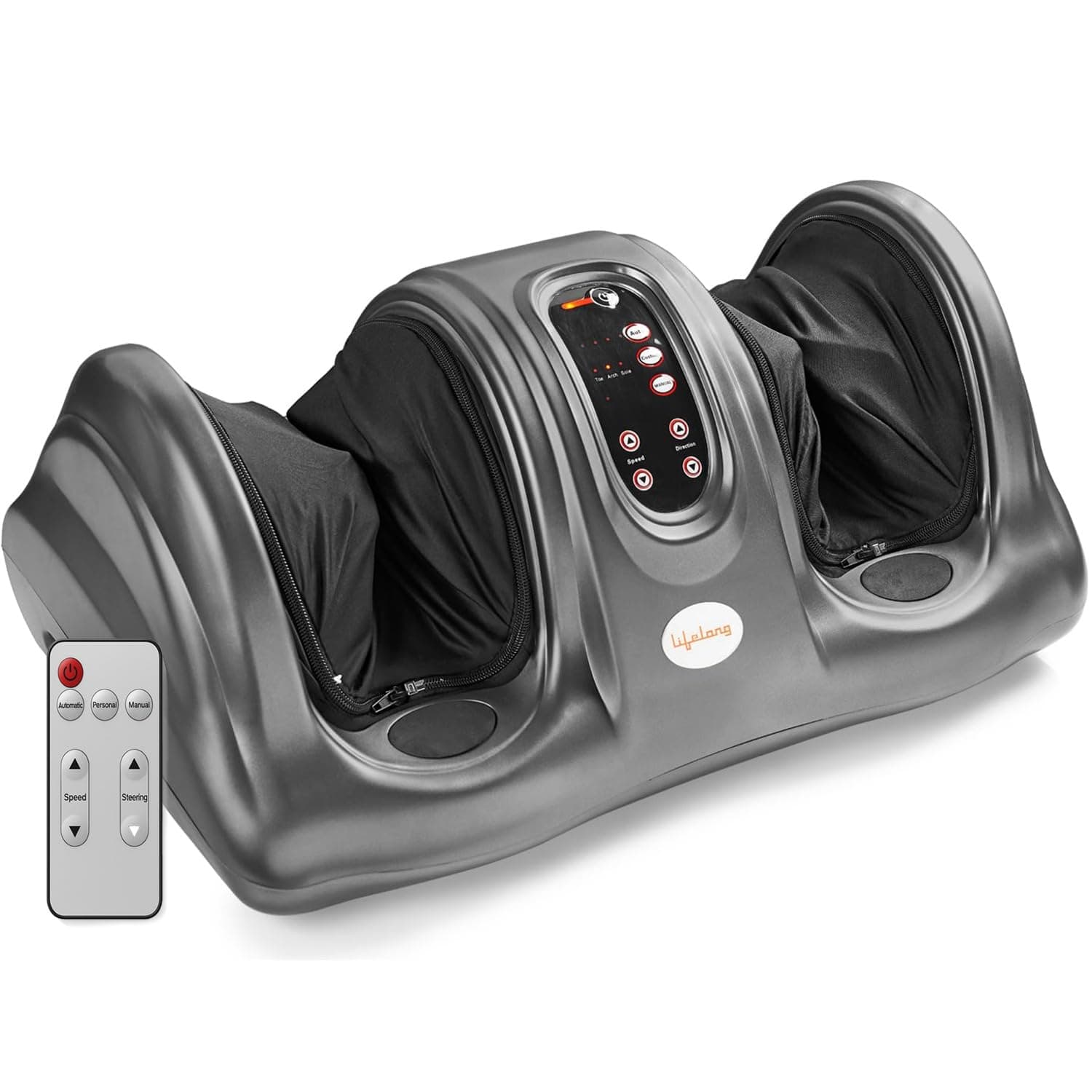 Lifelong Foot Massager Machine For Pain Relief With Kneading Function - Also Used As Leg Calf Massager - Corded Electric Foot Massage Machine For Home With Customizable Settings (LLM360, Grey)