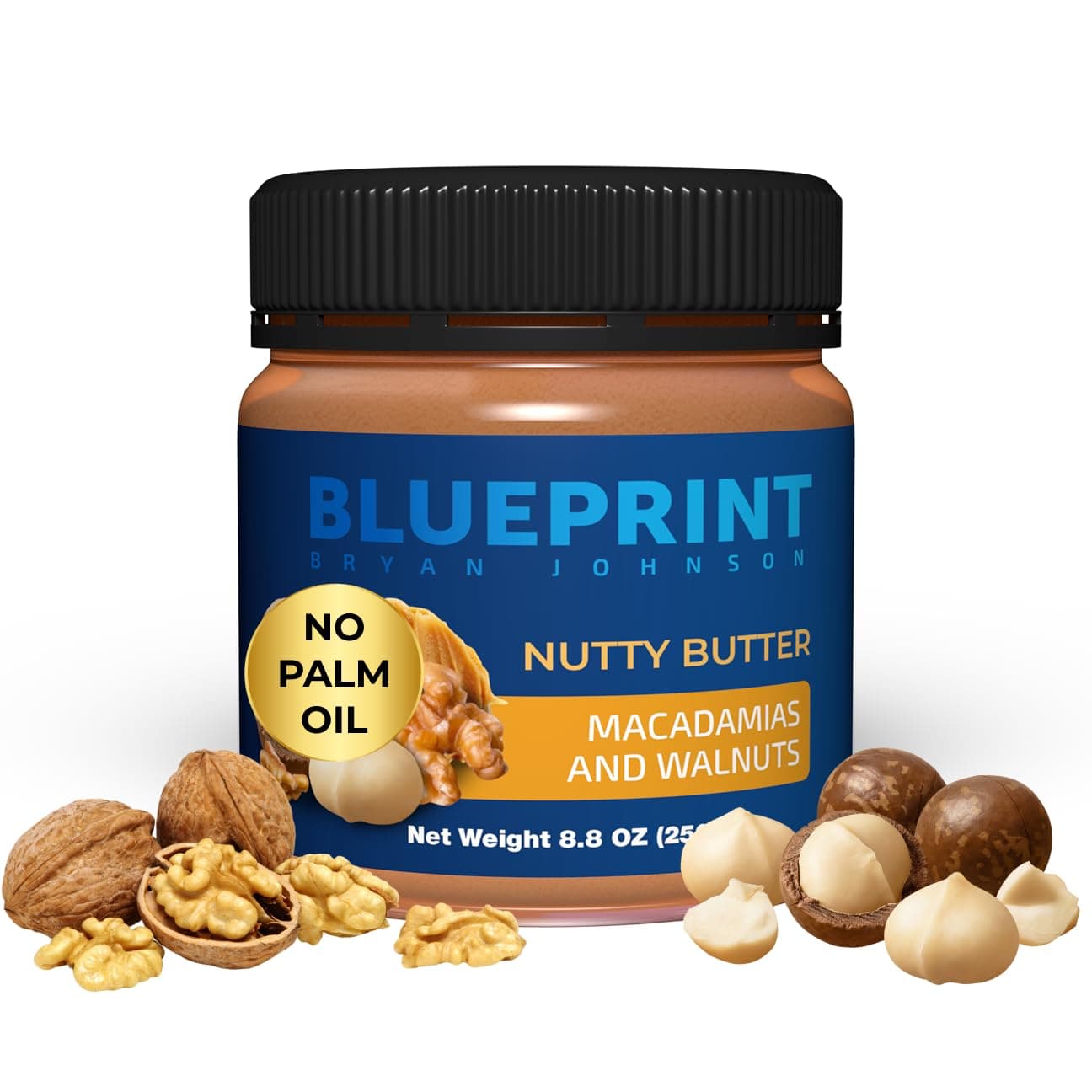 Blueprint Bryan Johnson Nut Butter - Macadamia Nuts & Nuts - Only 3 Ingredients - No Palm Oil - Keto & Low Carb Snack - No Added Sugar, Vegan, Non-GMO, K