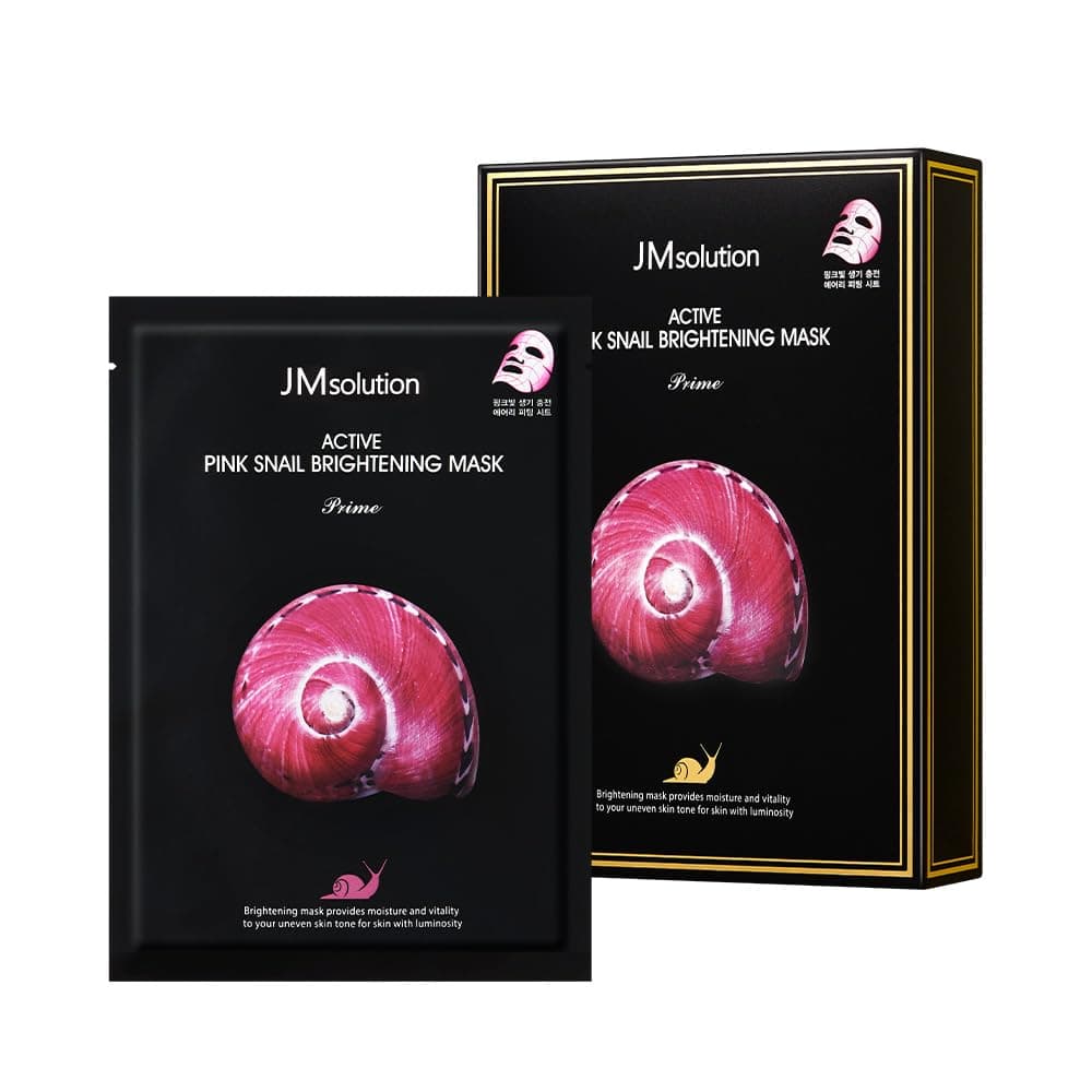 JMsolution Active Pink Snail Mask (10 Sheets) | Snail Mucin for Hydration, Smoothing & Radiant Glow | Korean Face Mask for All Skin Types | K-Beauty