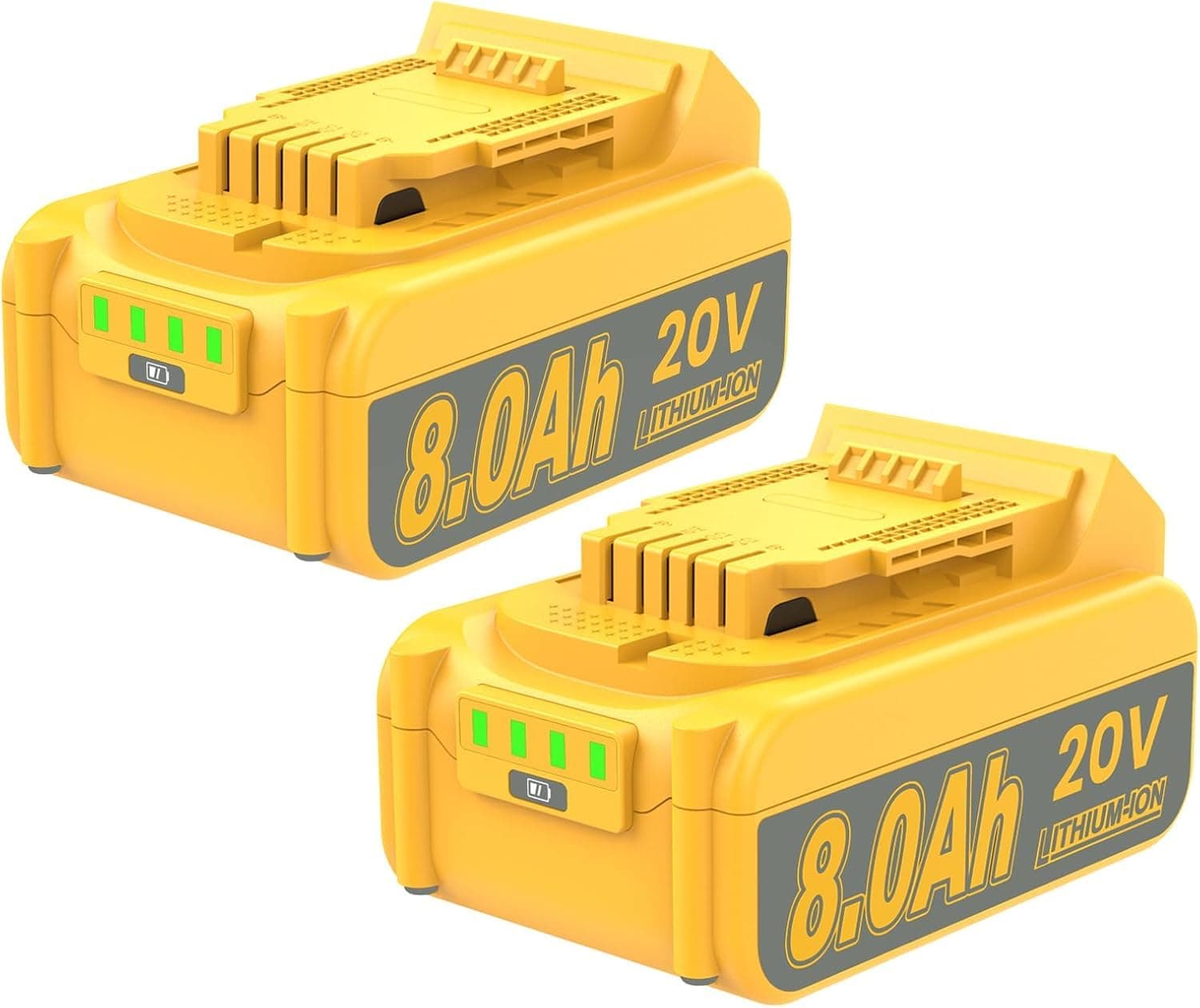 2Pack 8.0Ah Replacement for Dewalt 20V Max Battery Lithium Compatible with Dewalt 20 Volt XR Batteries DCB200 DCB201 DCB206 DCB204 DCB207 DCD/DCF/DCG Series Cordless Power Tools