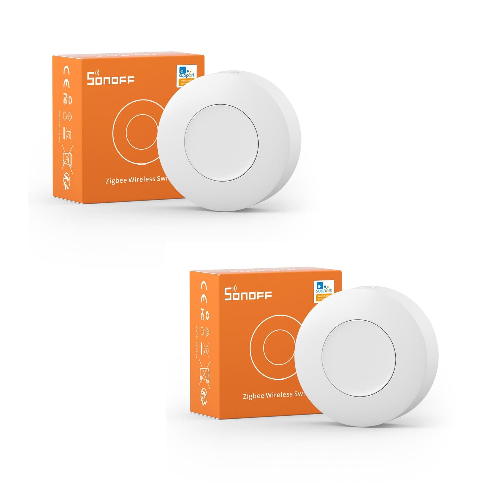 SONOFFMini Wireless Button 2 Piece, Requires SONOFF Hub, Zigbee Connection, 3-Way Multi-Function Control Button, Compatible with Alexa, Smartthings, IFTTT