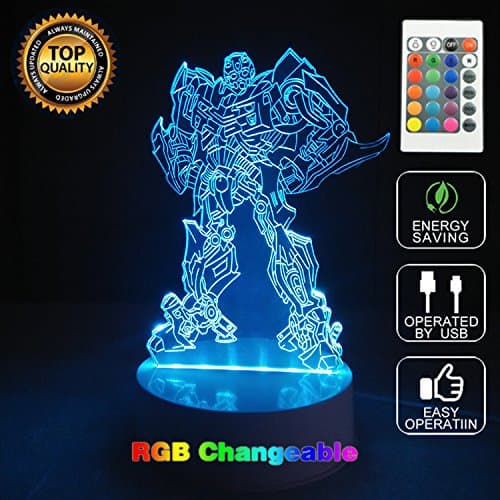 Aiwall 3D Optical Illusion Transformers Panel Model Lighting Night 7 Color Change USB Touch Button LED Desk Table Light Lamp