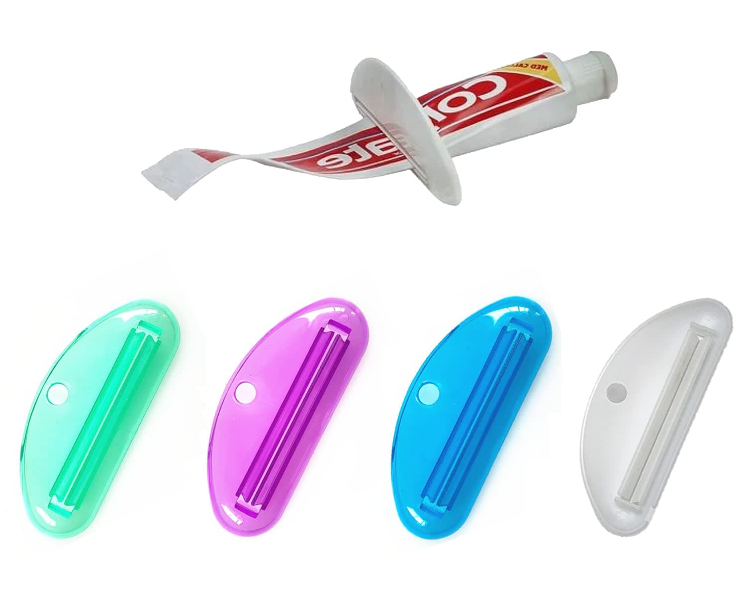 DFsucces Toothpaste Tube Squeezer,4 Pcs Toothpaste Squeezer Dispenser,Plastic Toothpaste Clips Tube Squeeze,Convenient Tube Squeezer,for Toothpaste Hand Cream Paint Tube Cosmetics
