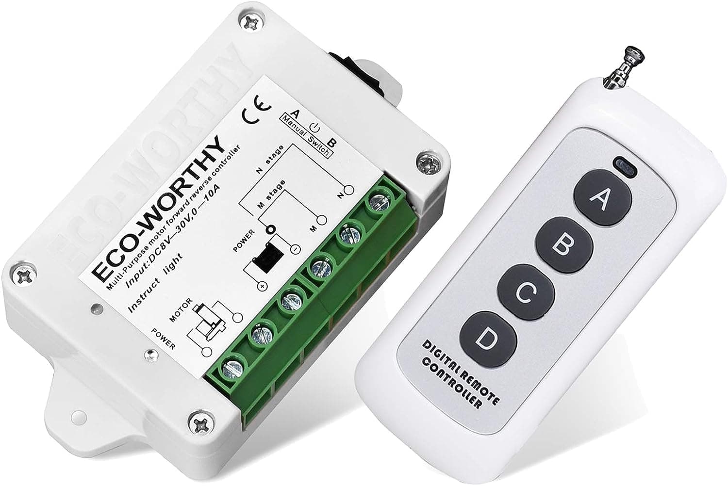 DCHOUSE 12V DC Linear Actuator Motor Controller Positive Inversion Linear Actuator Remote Control Kit Forward Reverse Remote Control System