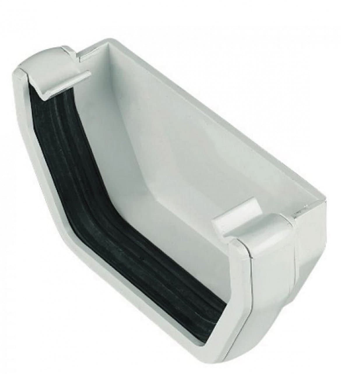 FLOPLAST 114mm Square Gutter External Stop End - White