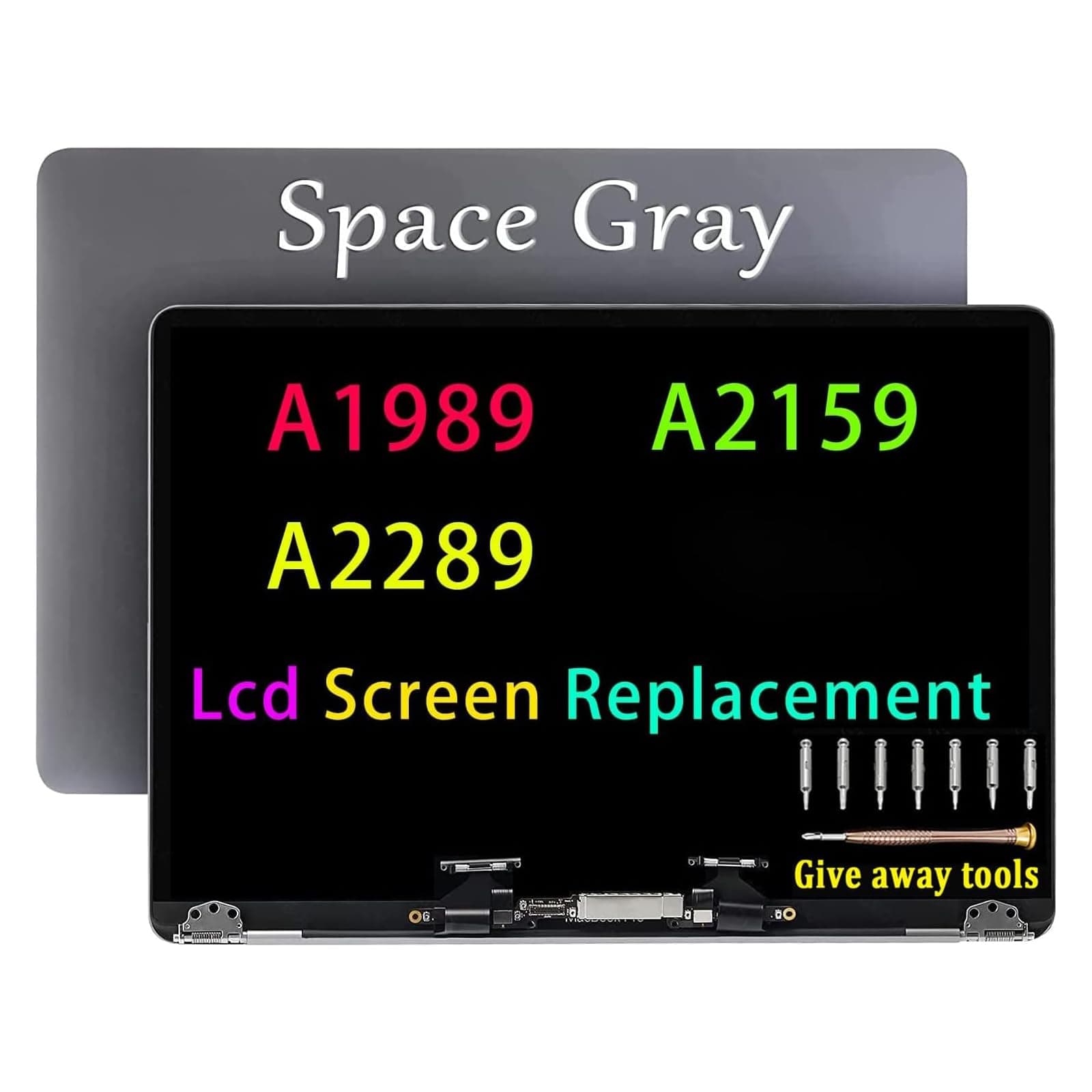 screen replacement Compatible with MacBook Pro A1989 A2159 A2289 A2251 Retina LCD Screen Display Assembly EMC 3358 3214 3301 3348 (Space Grey)