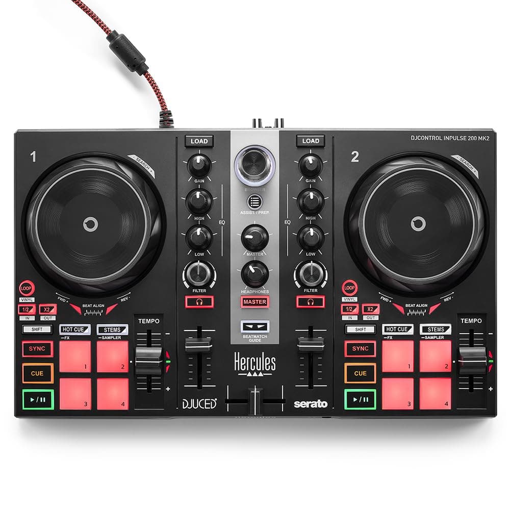 Hercules DJControl Inpulse 200 MK2 - Best DJ Controller for Learning Mixes - Includes Software and Tutorials