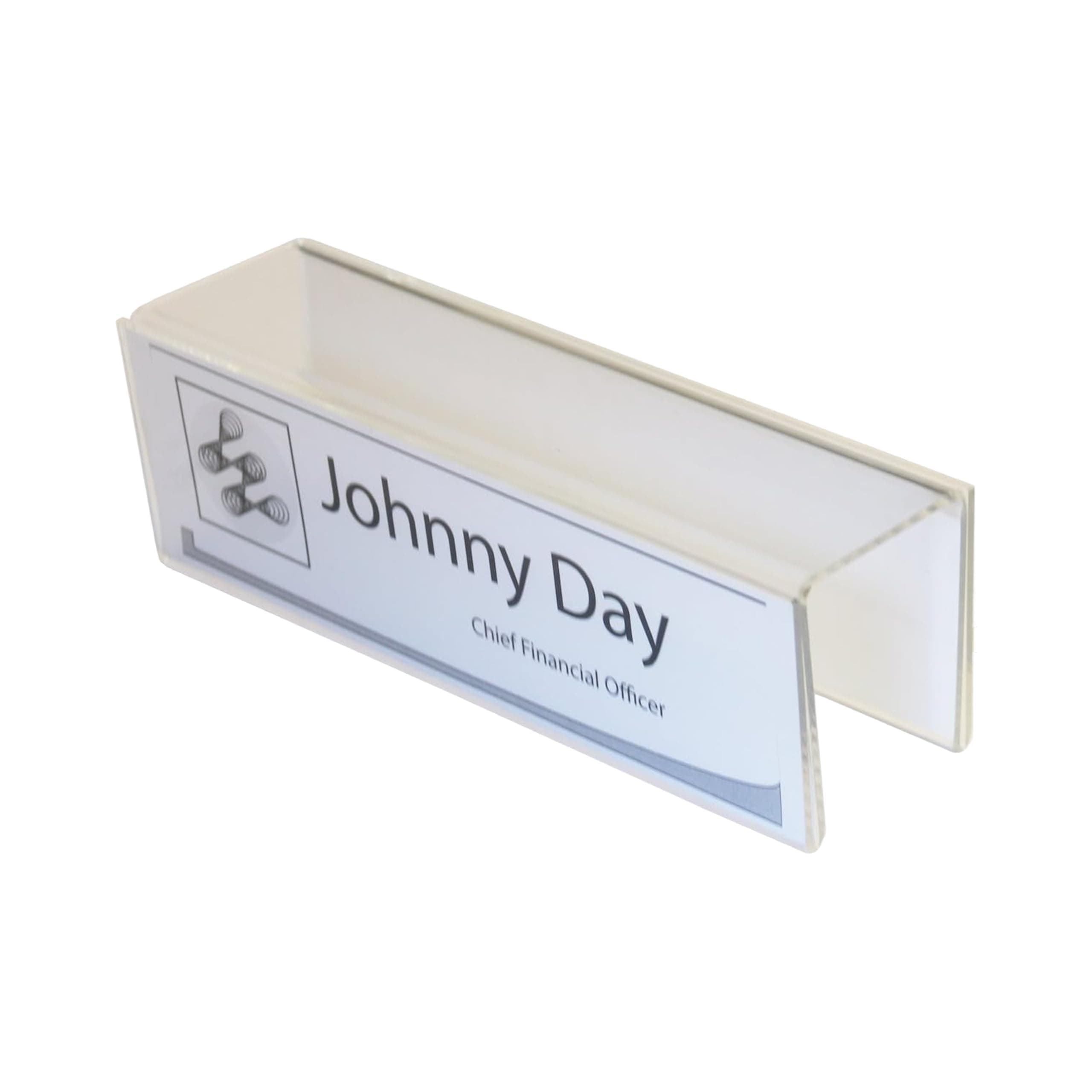 – 8.5 x 2.5 Double Sided Frame Acrylic Name Plate Holder with 3" Hook – Cubicle Wall Mount Desk Name Plate Display for Office (10 pack)