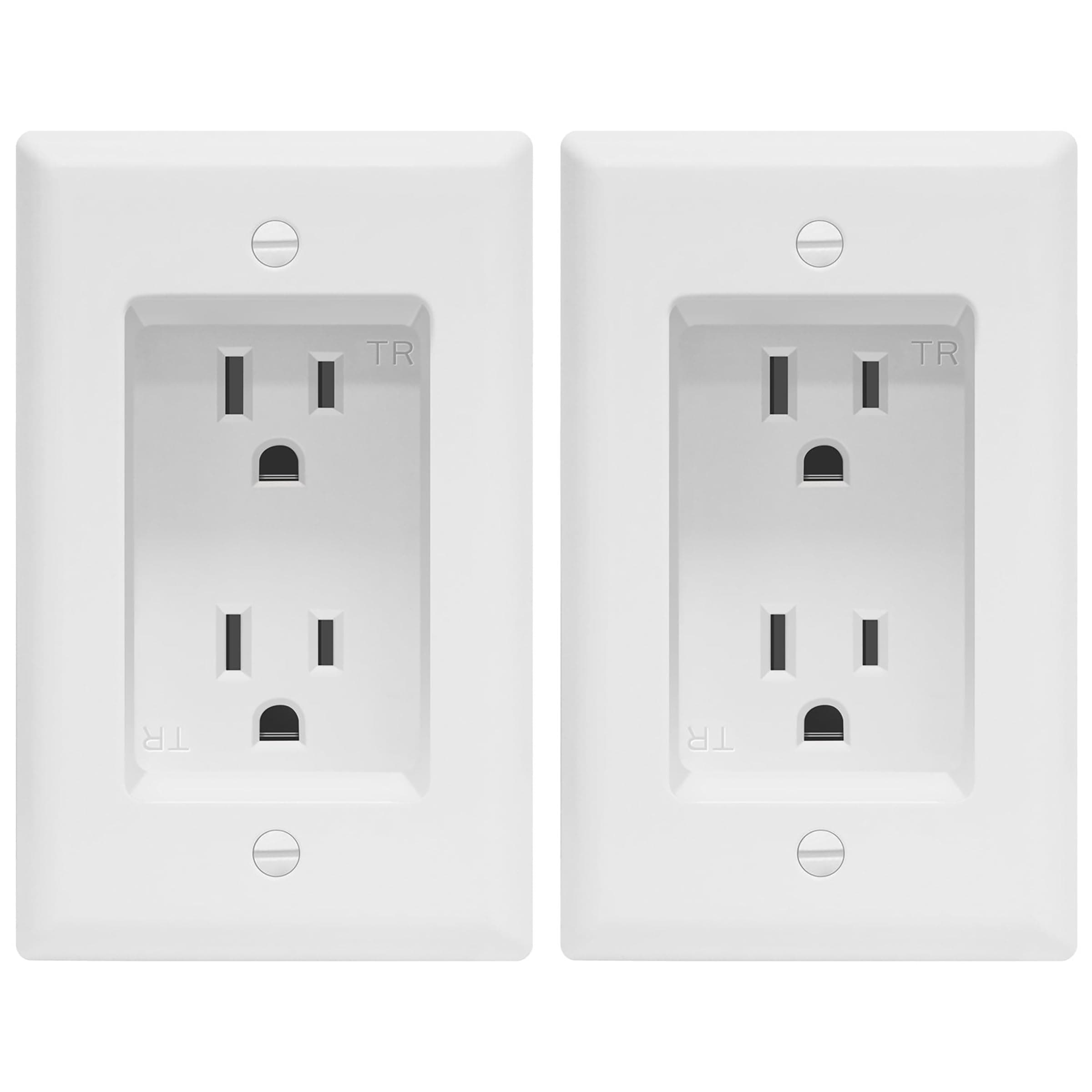 topgreener tg15rd31 Recessed Light Duplex Socket Back Socket Tamper Resistant Private Grade 125VAC/15A 1-Gang White Housing 1-Gang 2 Pack