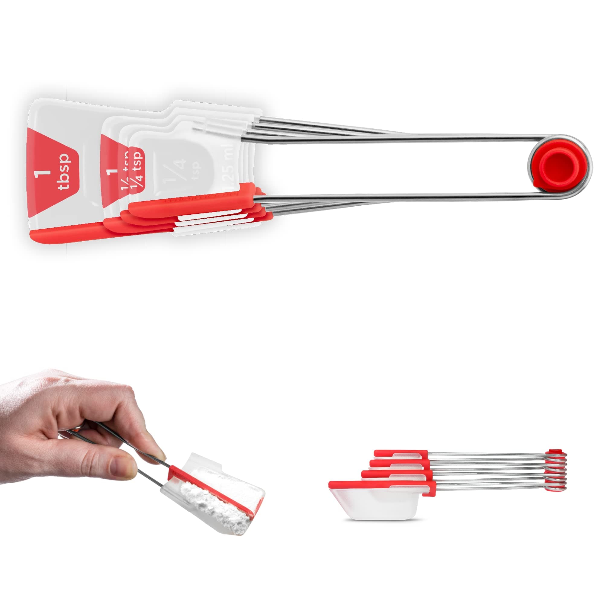 Levoons Scrape Level Measuring Spoons Red