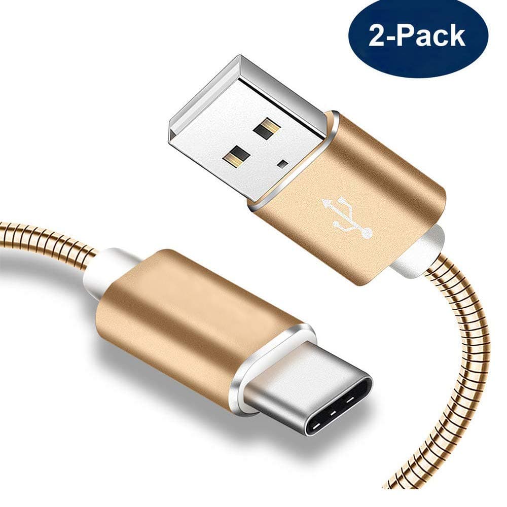 USB Type C Cable 2-Pack 3.3FT Metal Braided USB C to USB A Charger Cable Fast Charging and Sync for Samsung Galaxy S10/S10e/S10+/S9/S9+/S8/Note 10/10+/9/8, Pixel, LG V30 G6 G5, Nintendo Switch