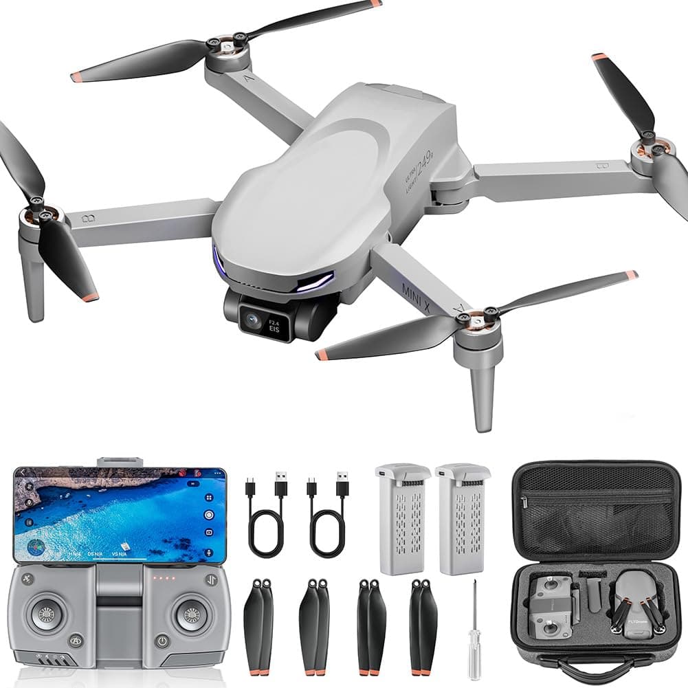 Drone with Camera for Adults, 2K EIS GPS Foldable FPV Quadcopter with Auto Return, One-Key Take Off/Landing, Follow Me, Optical Flow, Speed Adjustment, 5G FPV Transmission, 2 Batteries, Gift for Teens