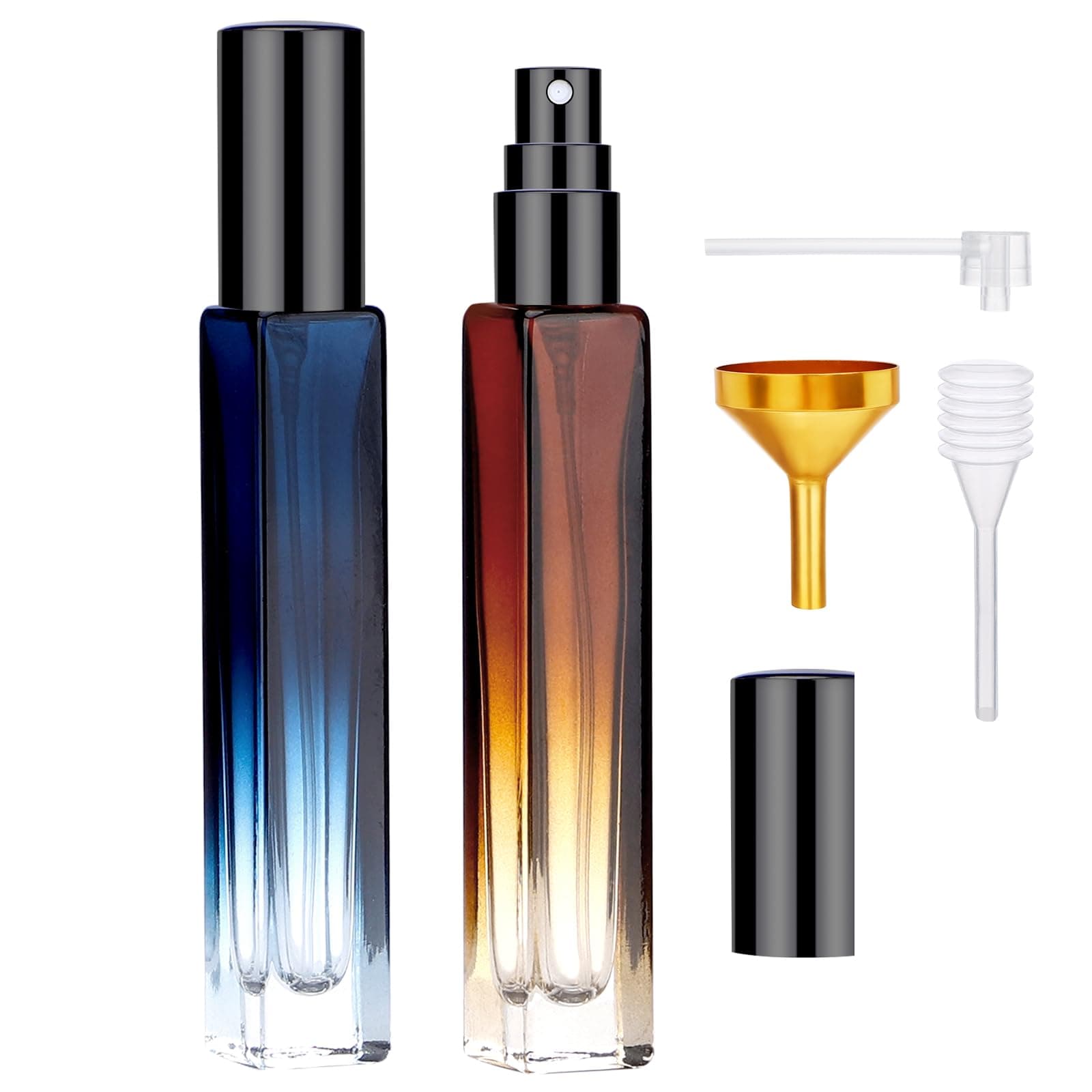 Segbeauty 2 Pack Perfume Atomizer, 10ML Empty Refillable Glass Spray Bottles for Cologne, Portable Leak-proof Fine Mist Perfume Dispenser, Travel Must Sample Bottle Toiletries Press Pump Container