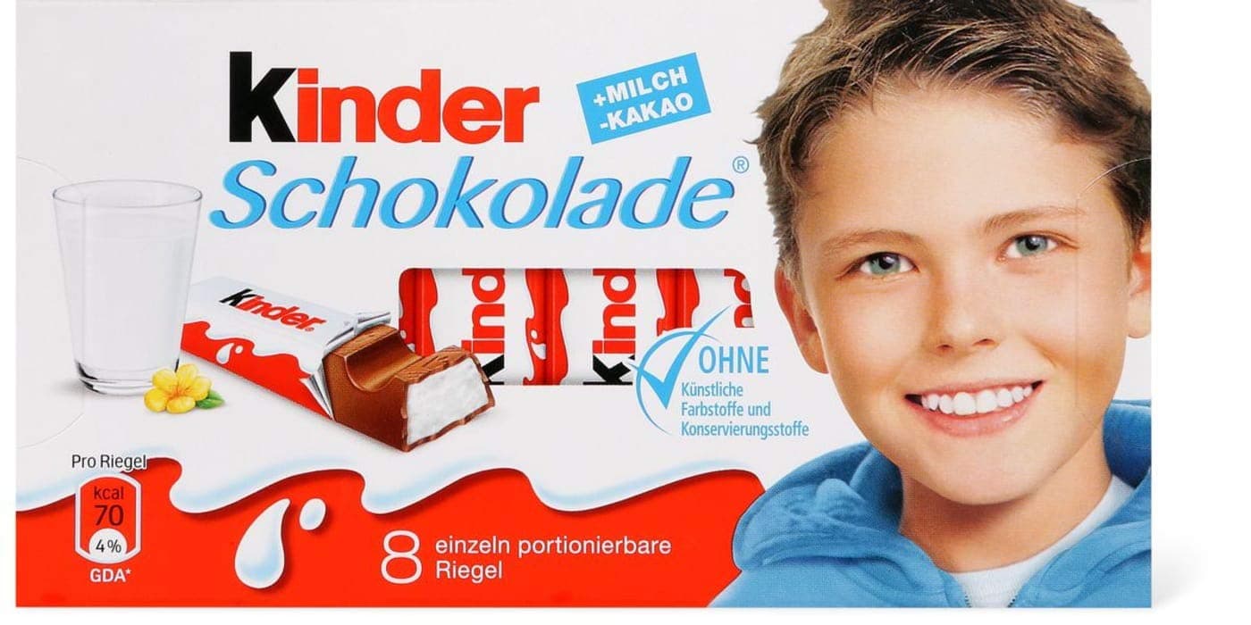 Kinder Schokolade 2 pack (8 bars/ 100g)