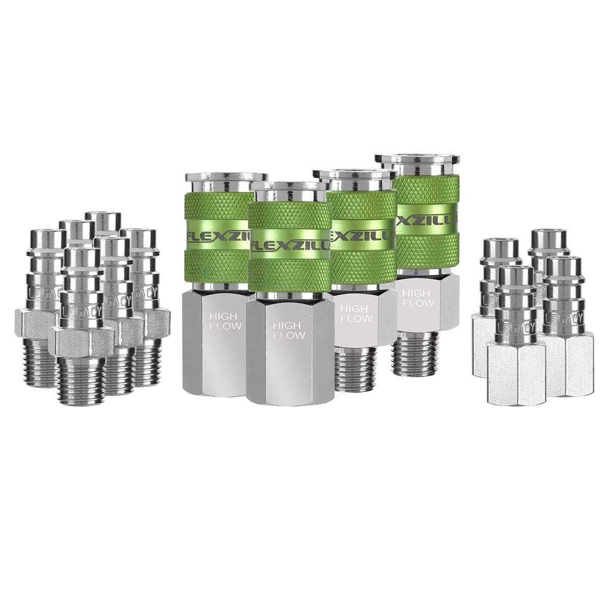 Pro High Flow Coupler & Plug Kit, 1/4" NPT, 14-Piece - A53458FZ