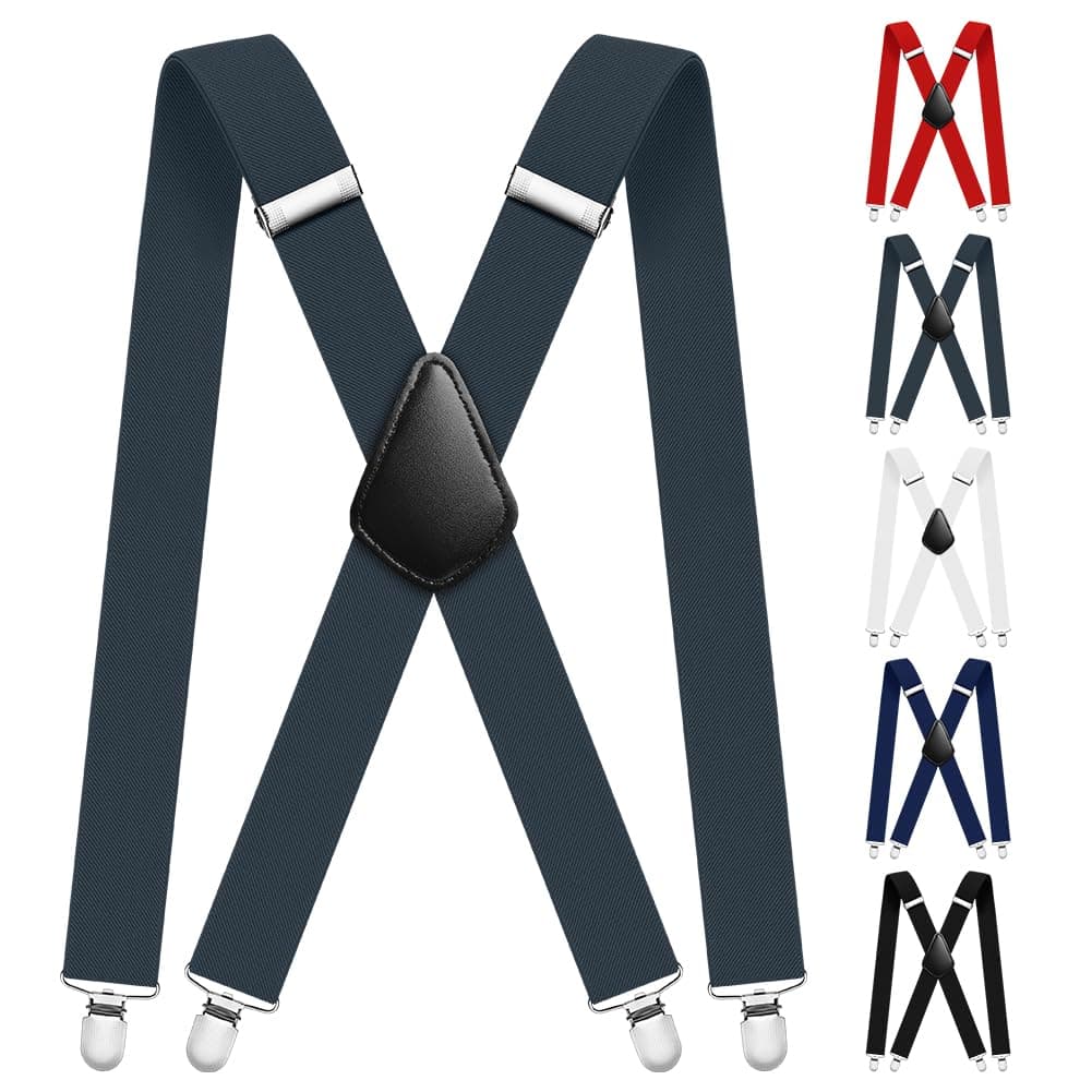 Aomig Mens Braces, Mens Suspenders with Strong Metal Clips, 3.5cm Wide Heavy Duty Suspenders for Men Women Business Wedding Casual