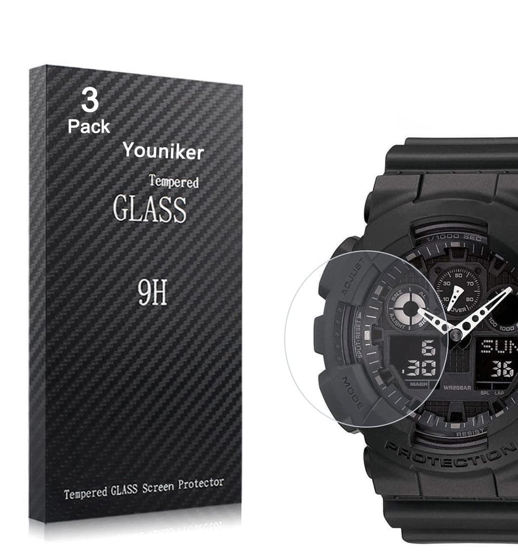 3 Pack Compatible for GA100 Screen Protector Tempered Glass for GA-100 Watch Screen Protector Foils Glass Anti-Scratch Anti-Fingerprint Bubble Free