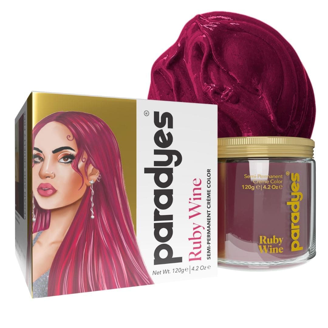 Paradyes Semi-Permanent Ruby Wine Hair Colour | Conditioner-Based DIY Colour | For Colour Refresh | Best on Pre-Lightened Hair | 120g