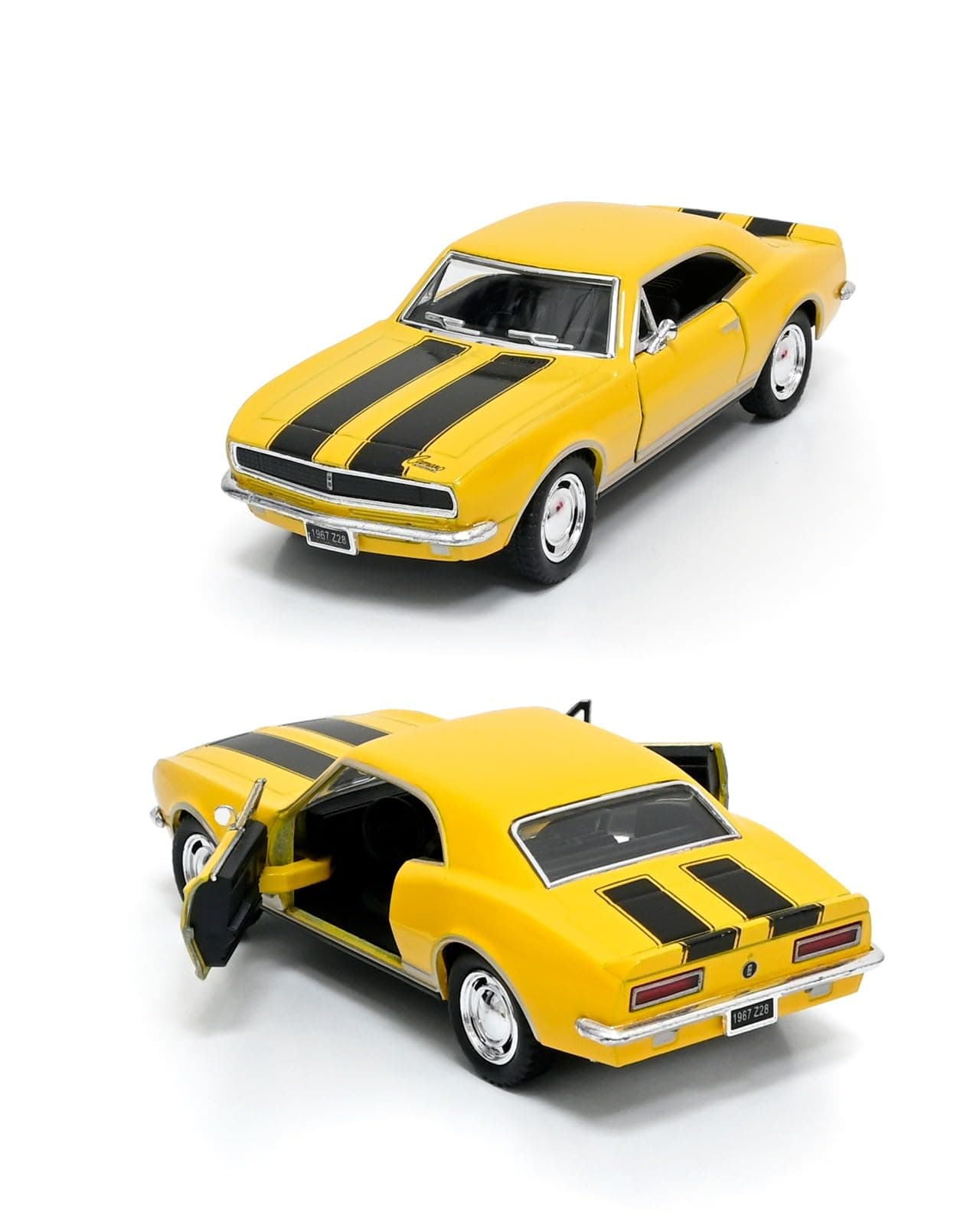 1:37 Scale 5'' Die Cast Metal, Doors Openable, Pull Back Action Classic Vintage Model Collectible Toy Car (Yellow)