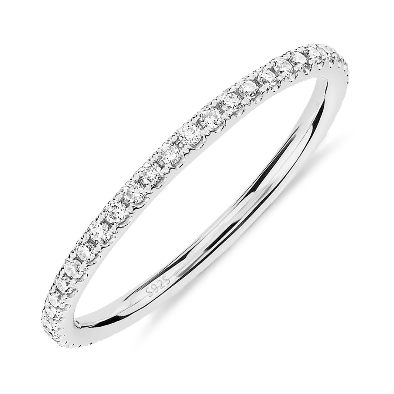 14K Gold Plated Sterling Silver CZ Simulated Diamond Stackable Ring Eternity Bands for Women