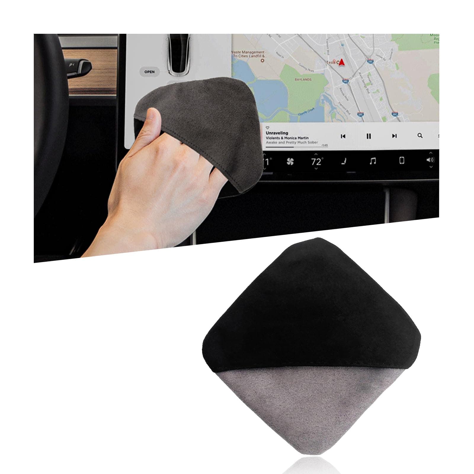 Car Screen Cleaner, Microfiber Auto Screen Cleaning Pad, Foldable Touch Screen Cleaner Cloth for Vehicle Dashboard LCD Display, Interior Car Accessories