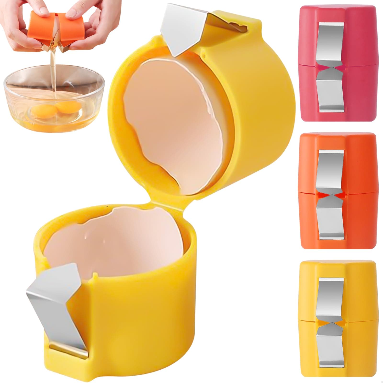 3 PCS Egg Shell Opener for Raw Eggs, 2024 Upgraded Stainless Steel Handheld Egg Peeler Tool, Egg Cracker Tool Egg Peeler Egg Separator Gadgets, Egg Opener Egg Cracker for Camping Home Kitchen Use