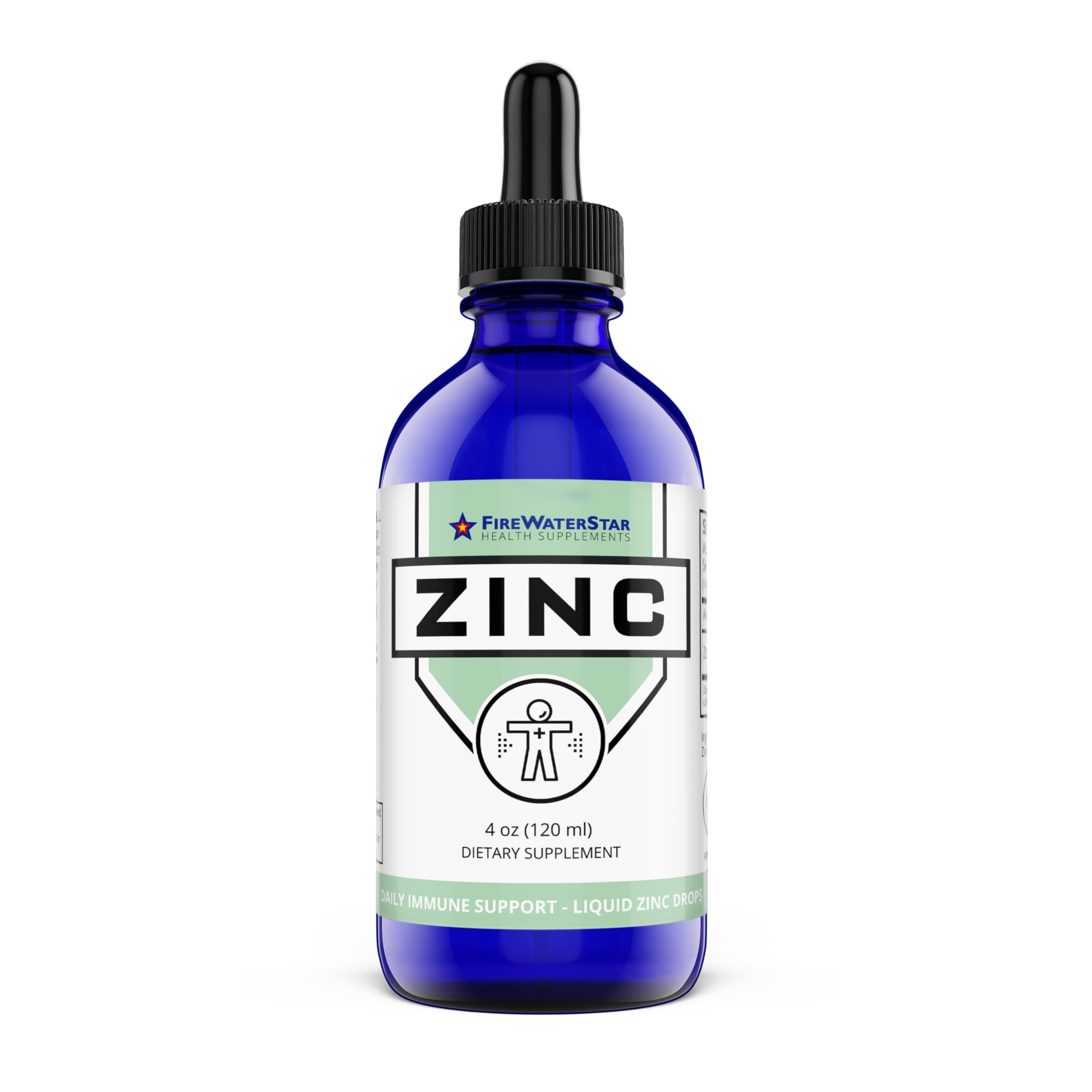 FWS Liquid Zinc Supplement for Men Women Kids, Organic Non-GMO Vegan, Ionic Zinc Sulfate Drops, Immune System Boost Healthy Skin Support Overall Wellness, 60 Day Supply, 4 oz