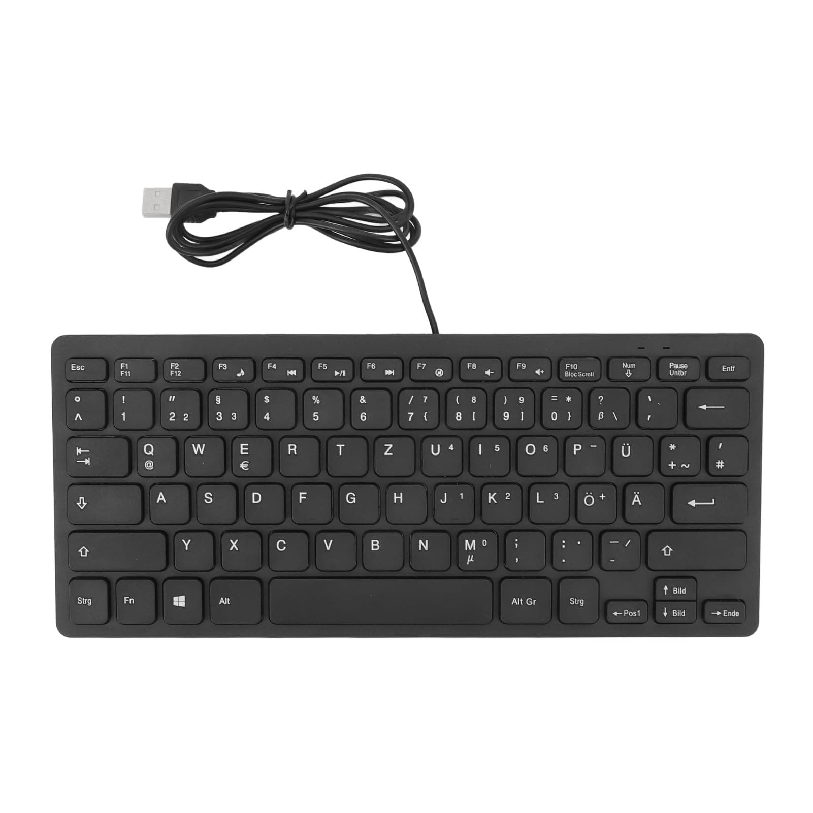 78 Keys Language Ultra Thin Keyboard, USB Wired Compact Keyboard for English Bilingual Users, Quiet and Compact Keyboard for Computer (German QWETZ Layout)