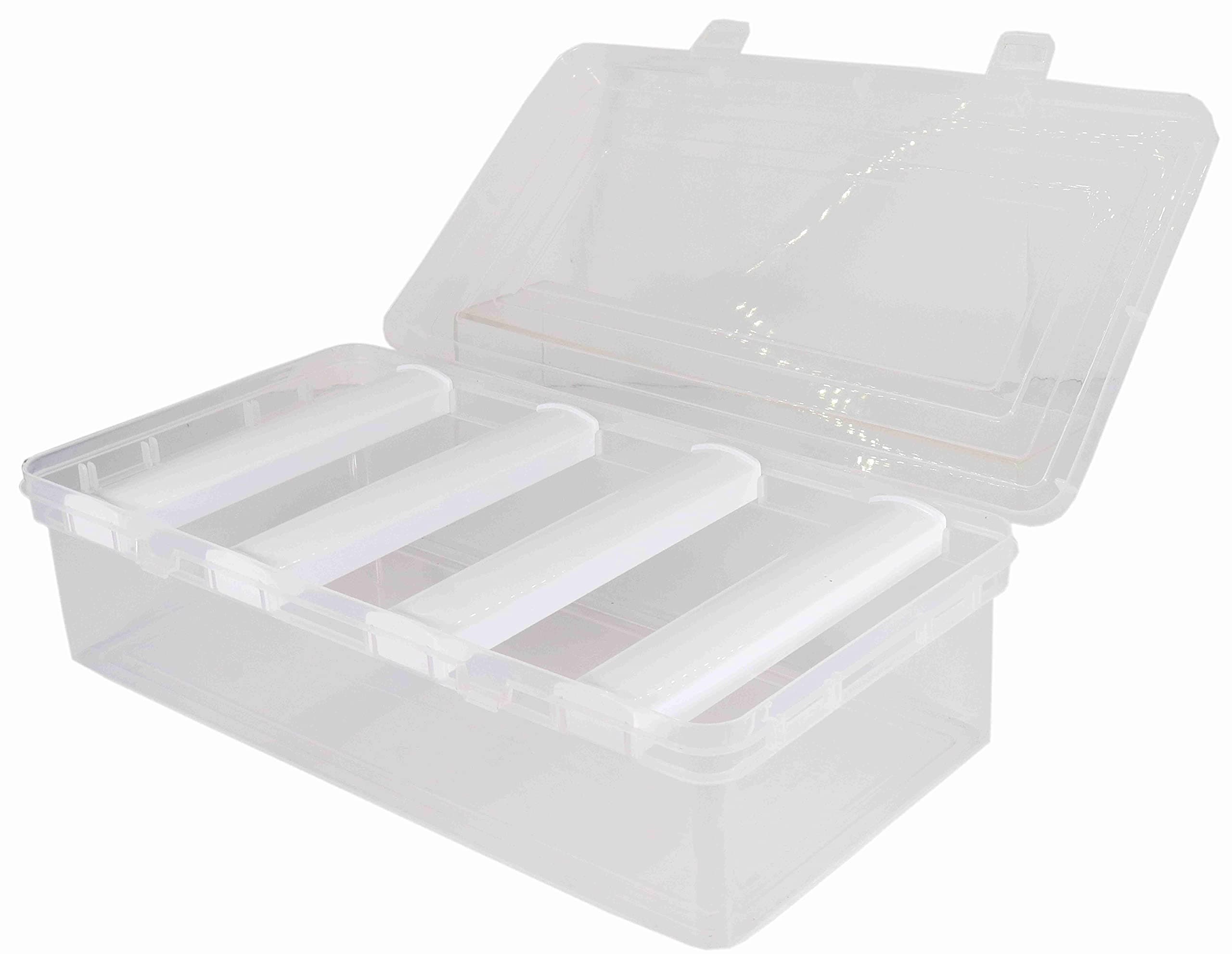 NMII Multipurpose Plastic Storage Box with 4 Adjustable Rods, Storage Box for Bangles, Chuda, Kada, Watches, Hair Bobbles I (Transparent_small_4-rod)