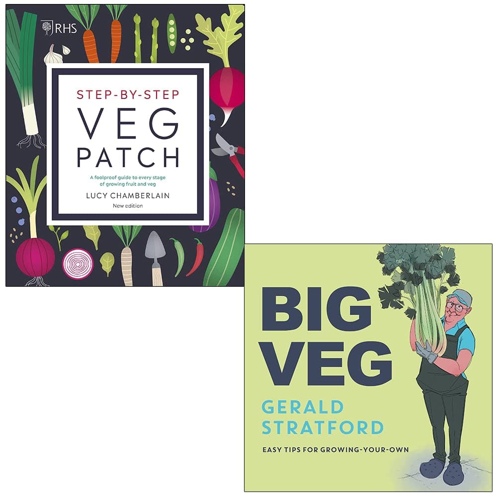 RHS Step-by-Step Veg Patch By Lucy Chamberlain & Big Veg By Gerald Stratford 2 Books Collection Set