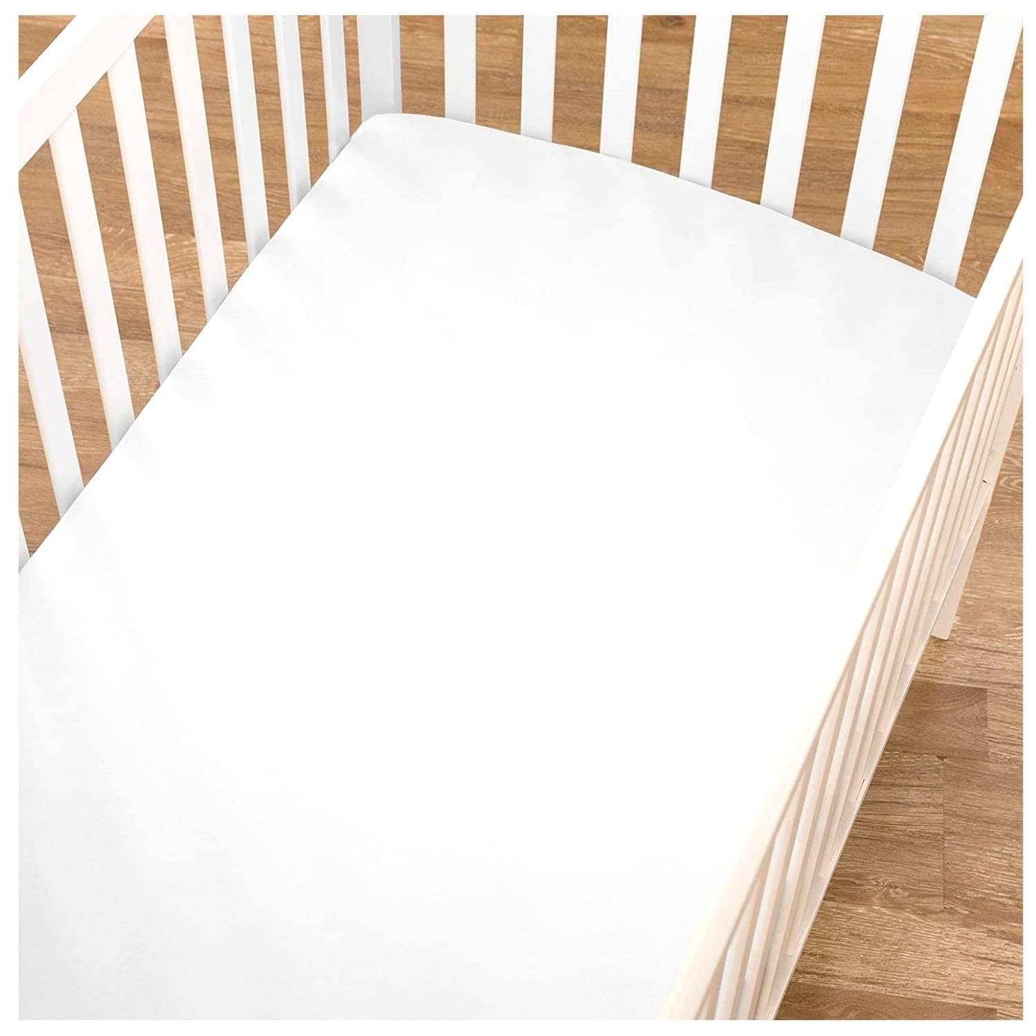Baby Amabc Cot Fitted Sheets | Bedding For Cot bed | Soft Baby Sheets For Standard Crib and Toddler Mattresses Fully Elasticated Skirt Breathable Easy Care (Single Pack, White), Cot Bed 70 x 140CM