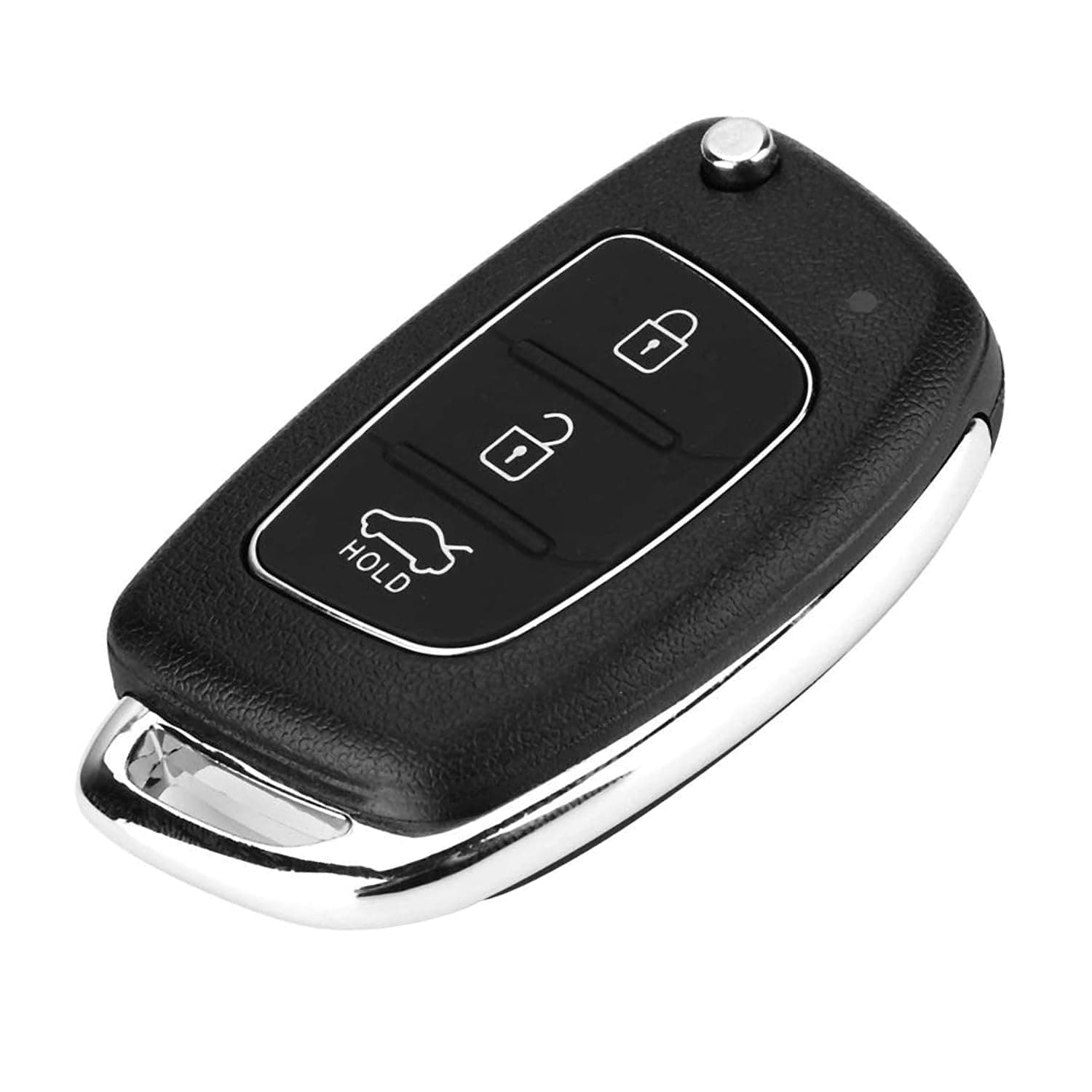 Car Remote Key 3 Buttons Flip Folding Uncut Key Shell for Car Key Keyless Entry Remote Fob Cover Fit for Uncut key Cover for Tucson Elantra Santa Fe Solaris ix35 ix45 i20 1 Black