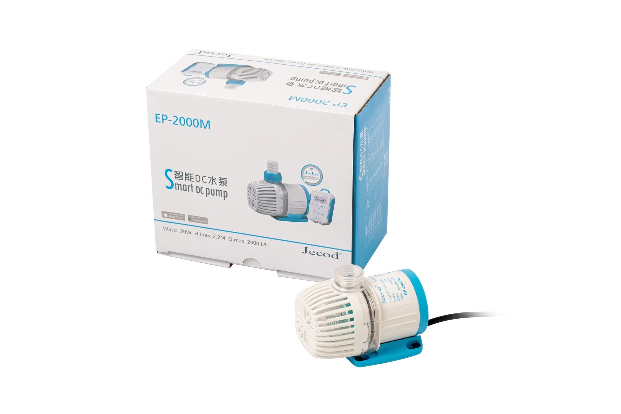 Jecod EP Smart DC Pump with LCD Display Controller for Saltwater Tank (EP-2000M, 528GPH)