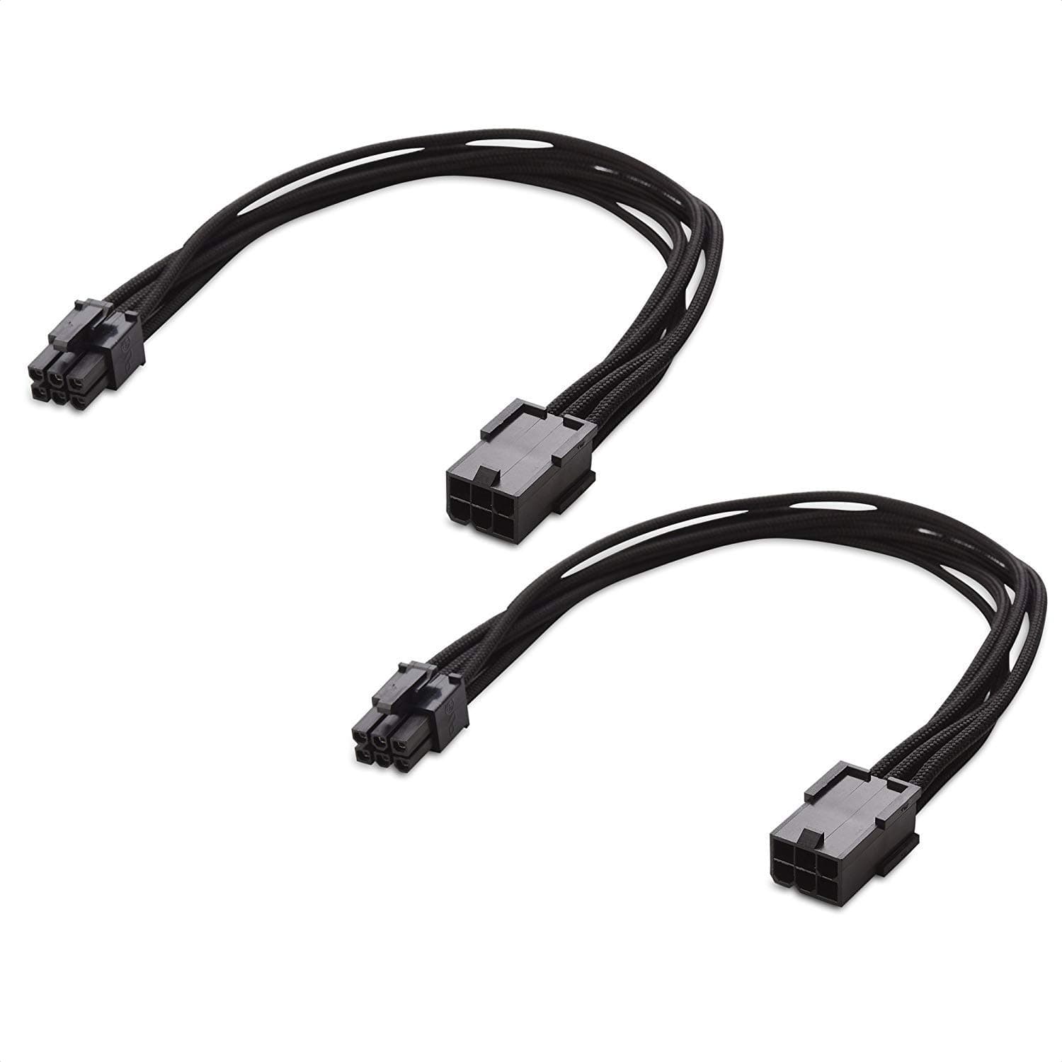 Cable Matters 104037x2 0.25m PCIe Power Extension Cable (6 Pin) - Black - 2 Pack - Indoor Use - Compatible with Personal Computer