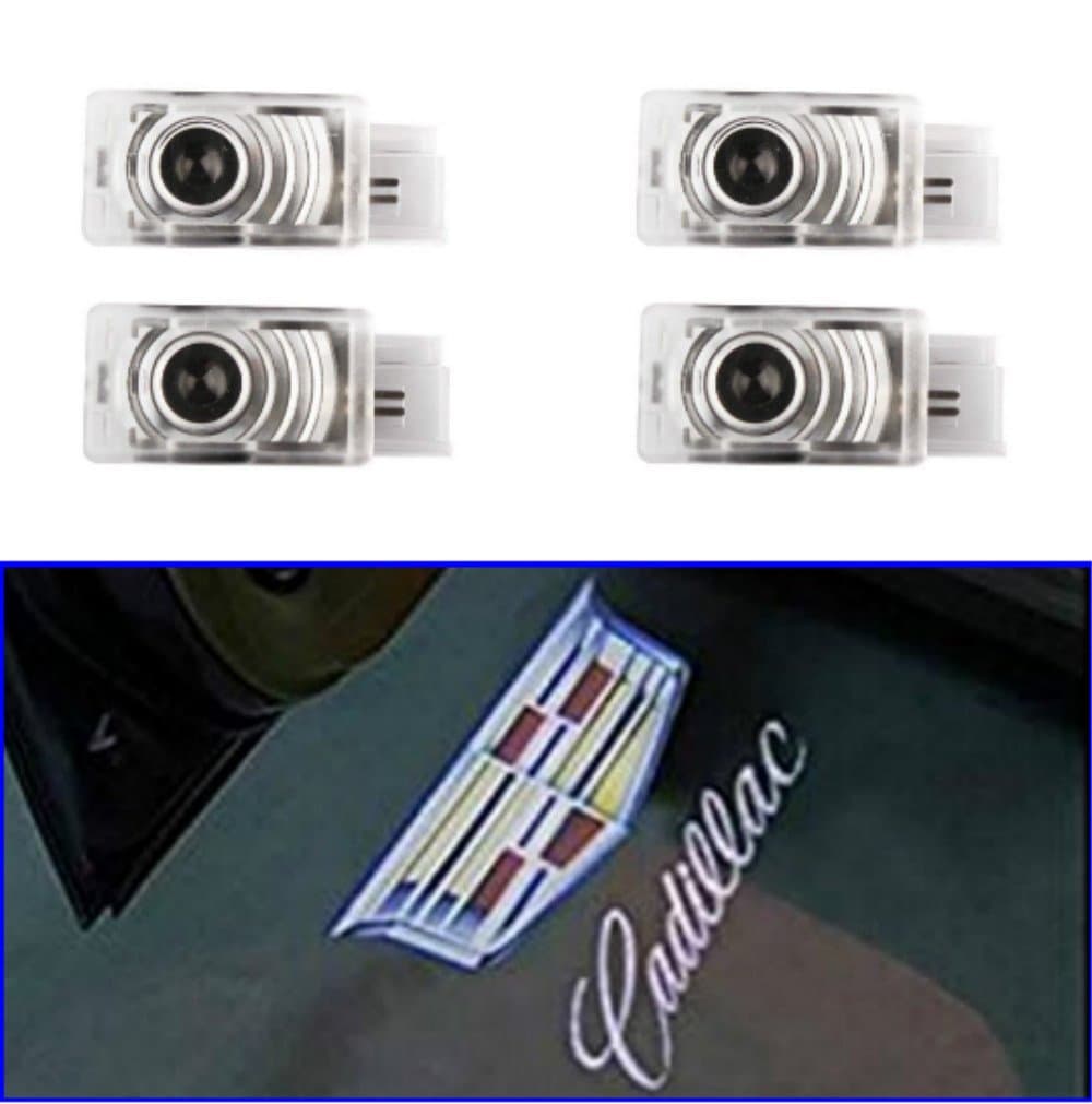 AMINEY 4 Pcs Door Welcome Lights Ghost Shadow Logo Light Led Door Projectors For Cadillac, New Logo, Easy Installation