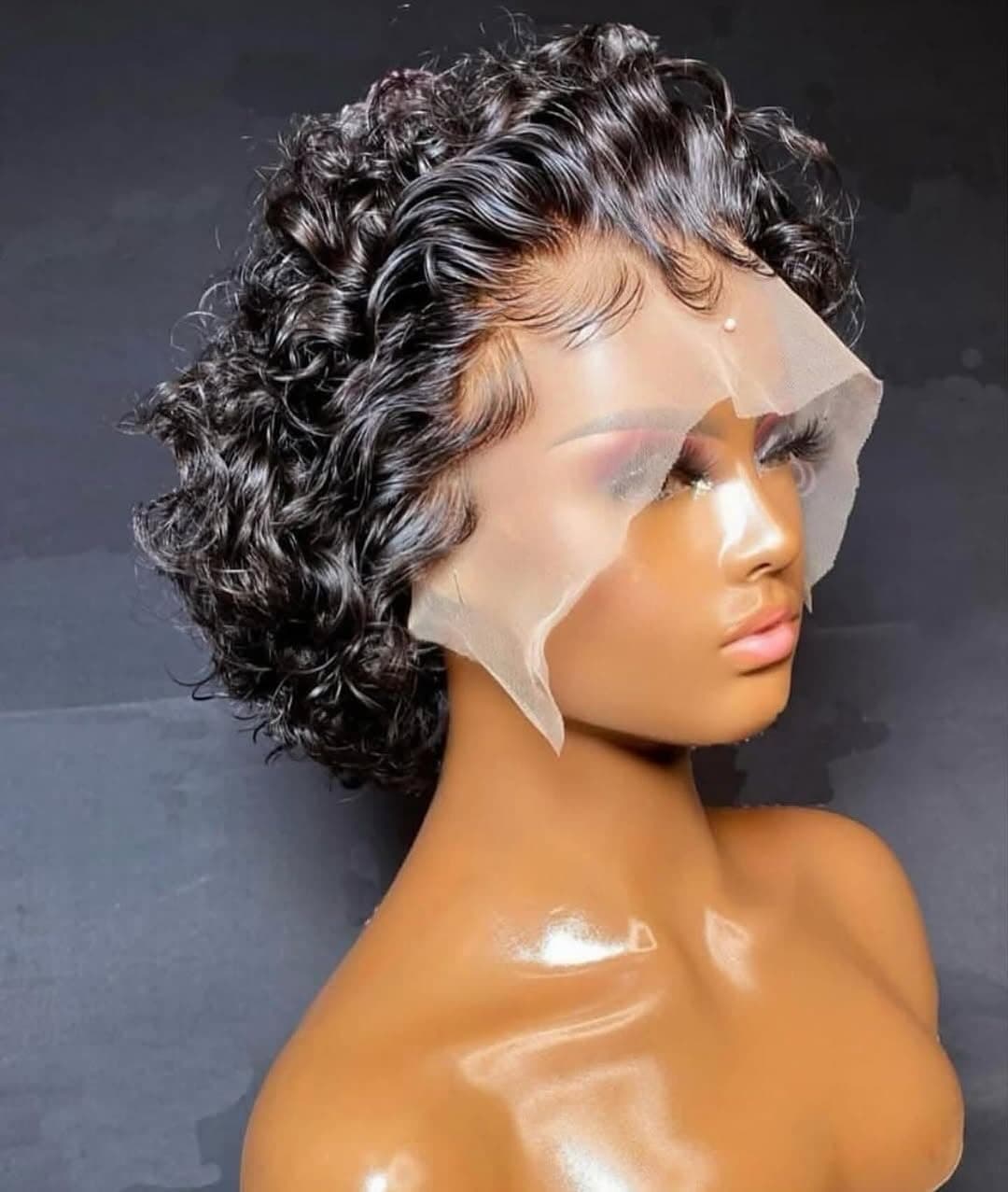 INSTASTYLE Short Curly Pixie Cut Lace Front Wigs 6 inch, 13X1 Human Hair HD Lace Front Wigs Plucked for Black Women 6 Inch, Natural Black